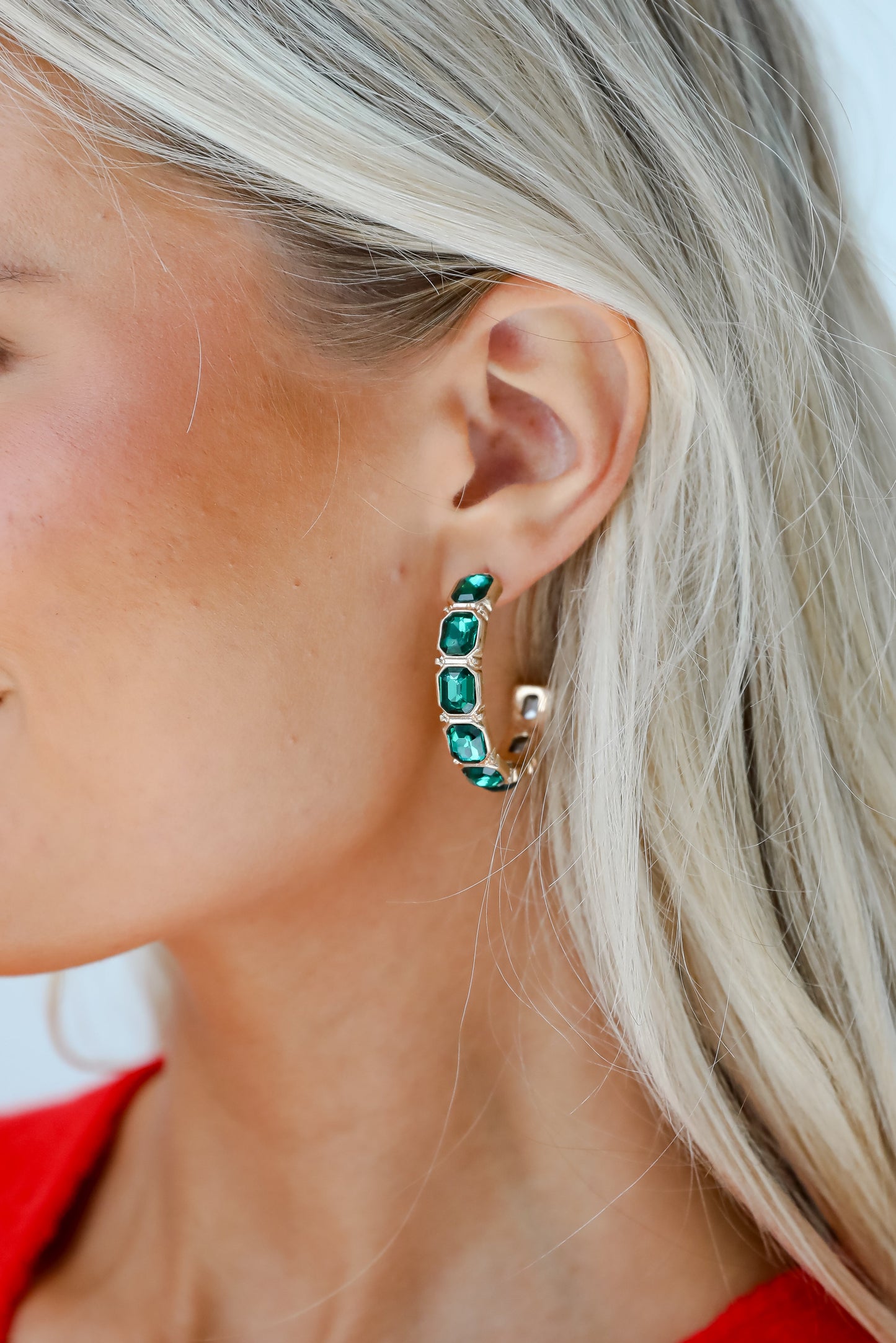 FINAL SALE - Marlee Green Gemstone Hoop Earrings