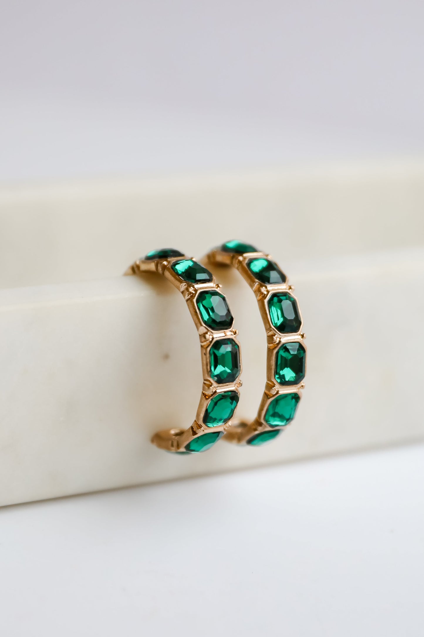 FINAL SALE - Marlee Green Gemstone Hoop Earrings