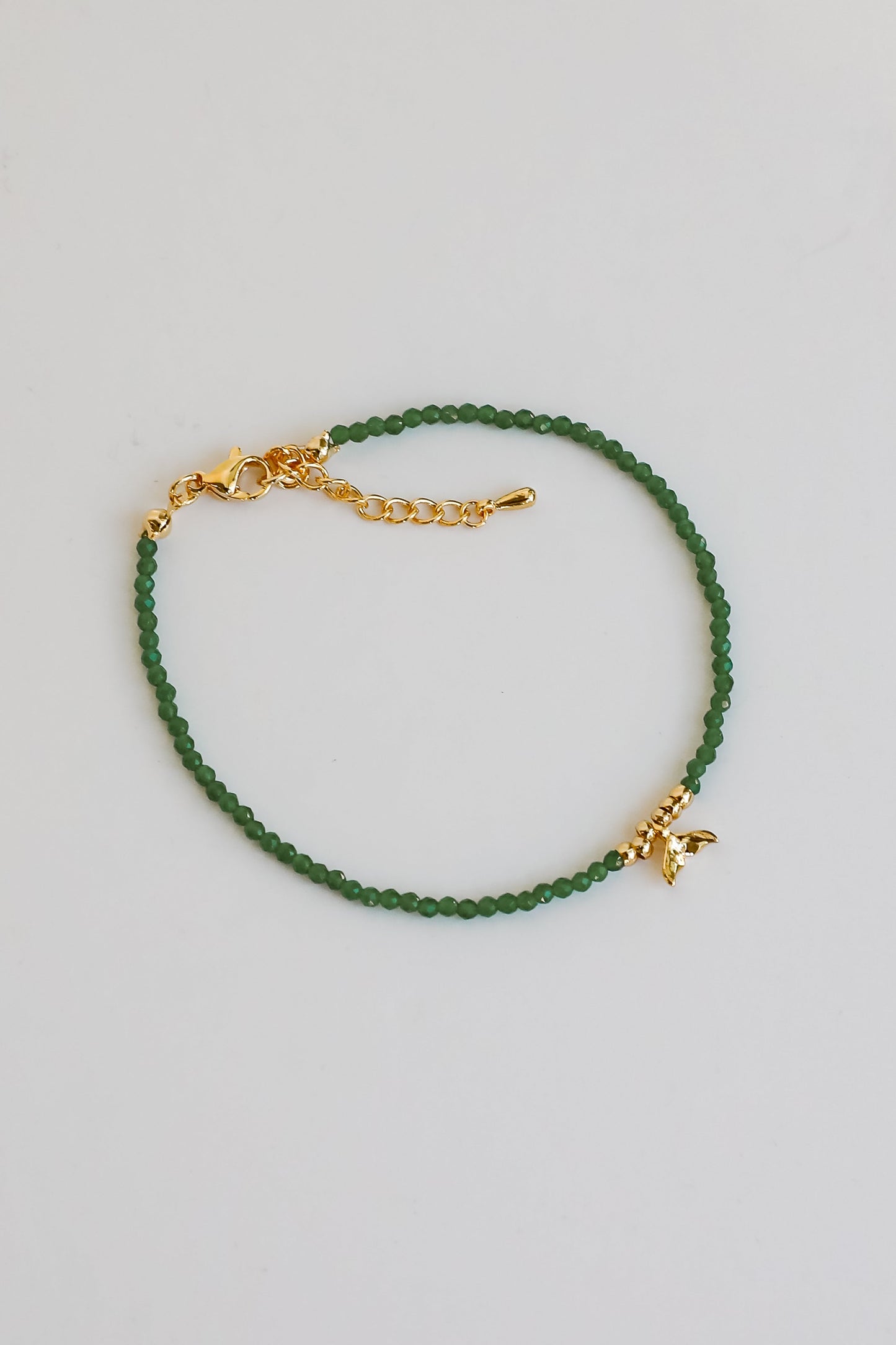 FINAL SALE - Gemma Green Tail Beaded Bracelet