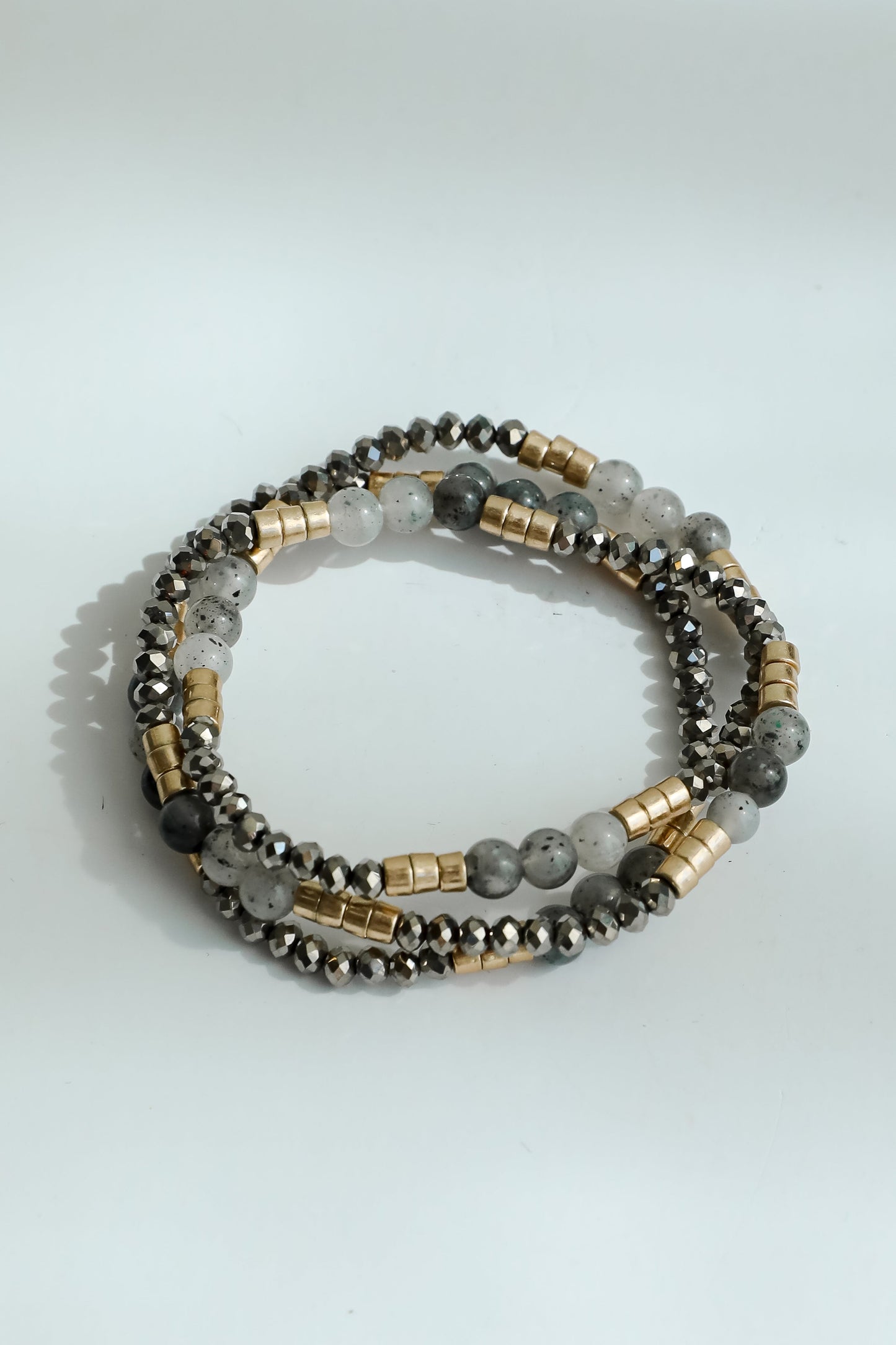 FINAL SALE - Andrea Grey Beaded Bracelet Set
