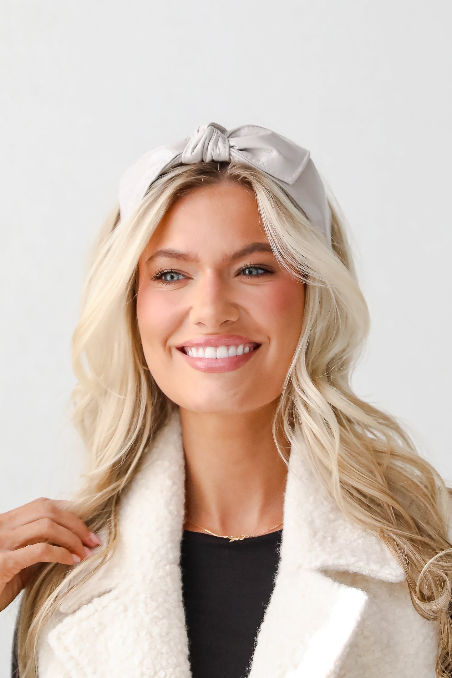 FINAL SALE - Poised Finish Leather Bow Headband
