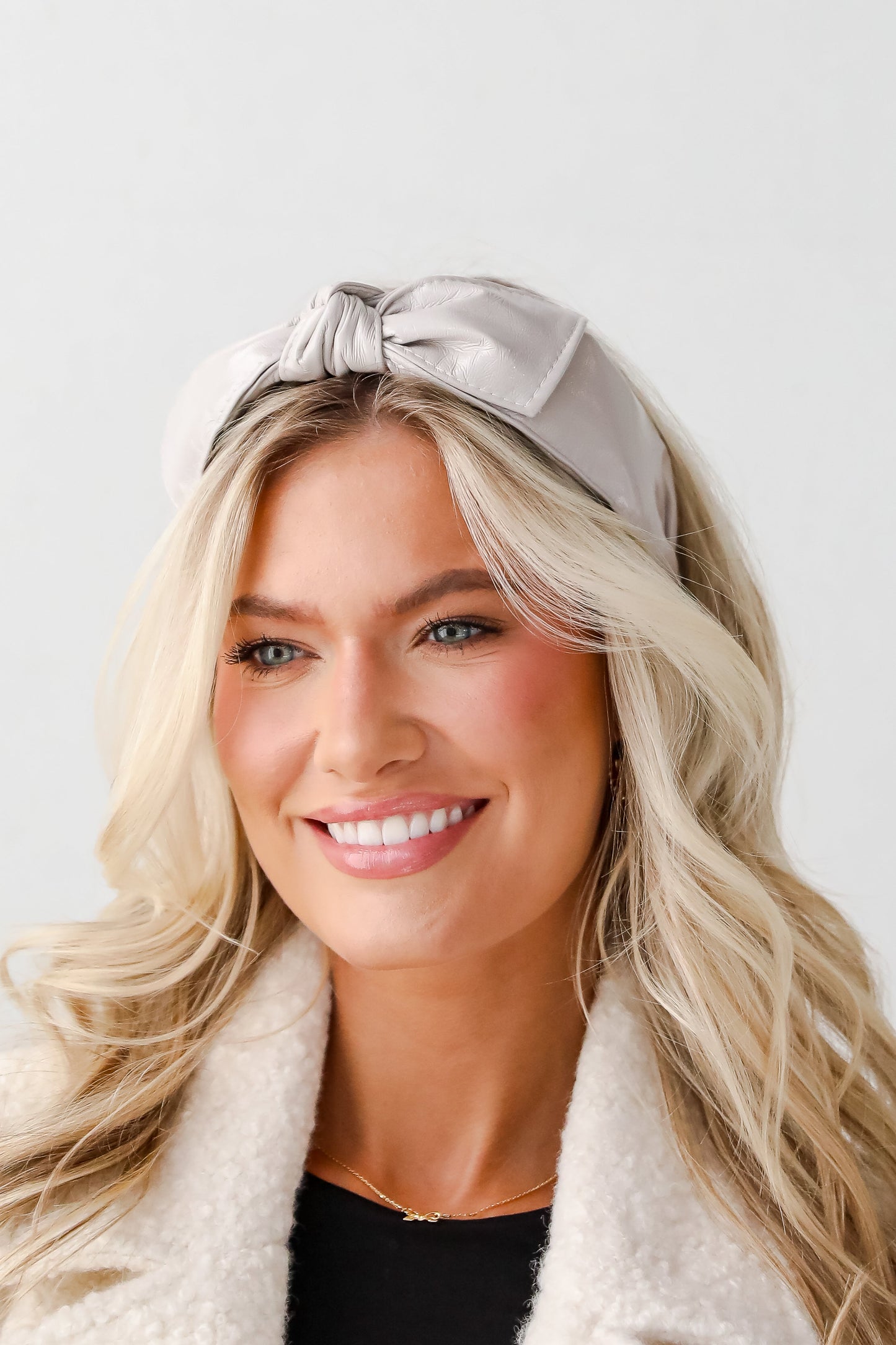 FINAL SALE - Poised Finish Leather Bow Headband