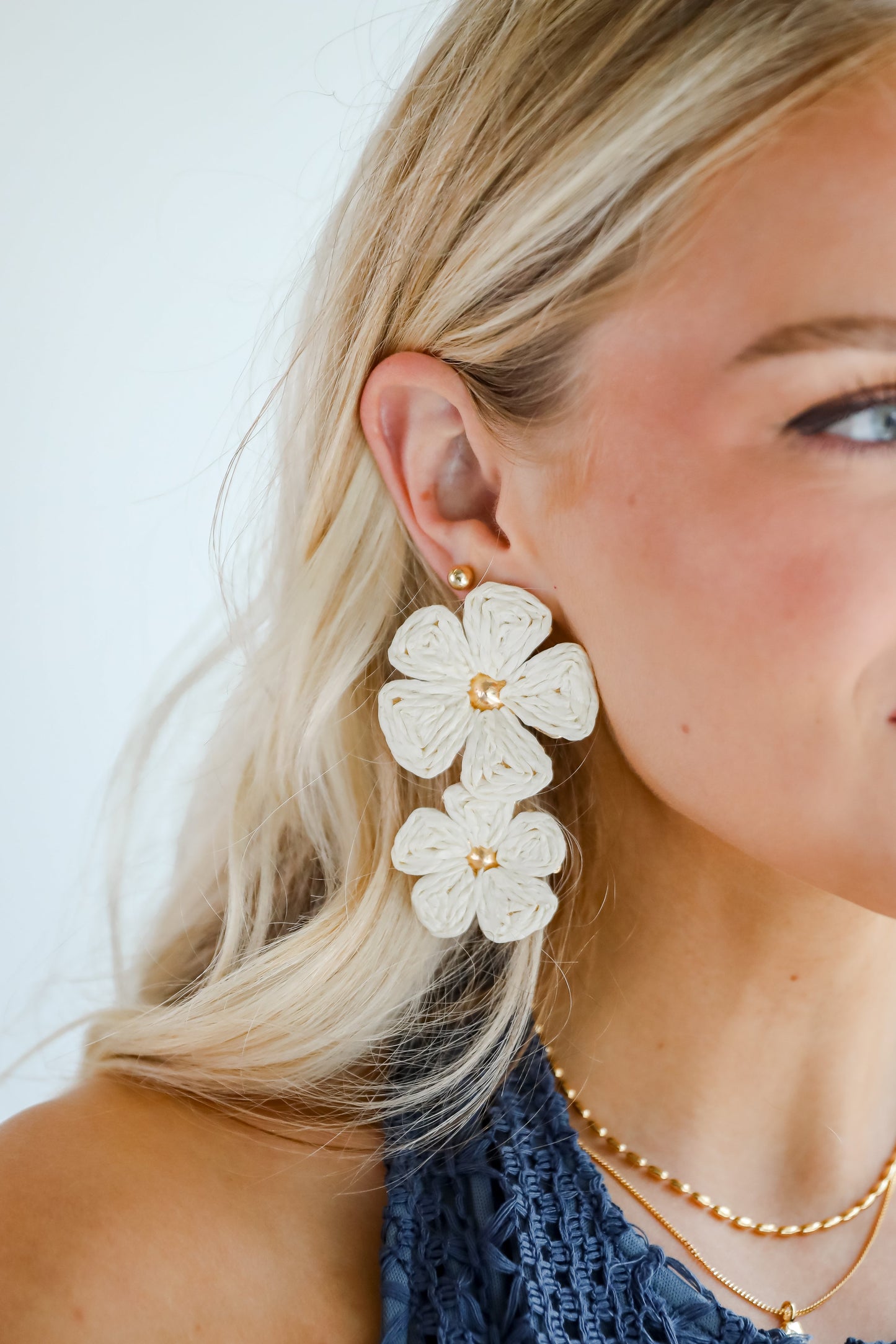 FINAL SALE - Gracie Straw Flower Drop Earrings
