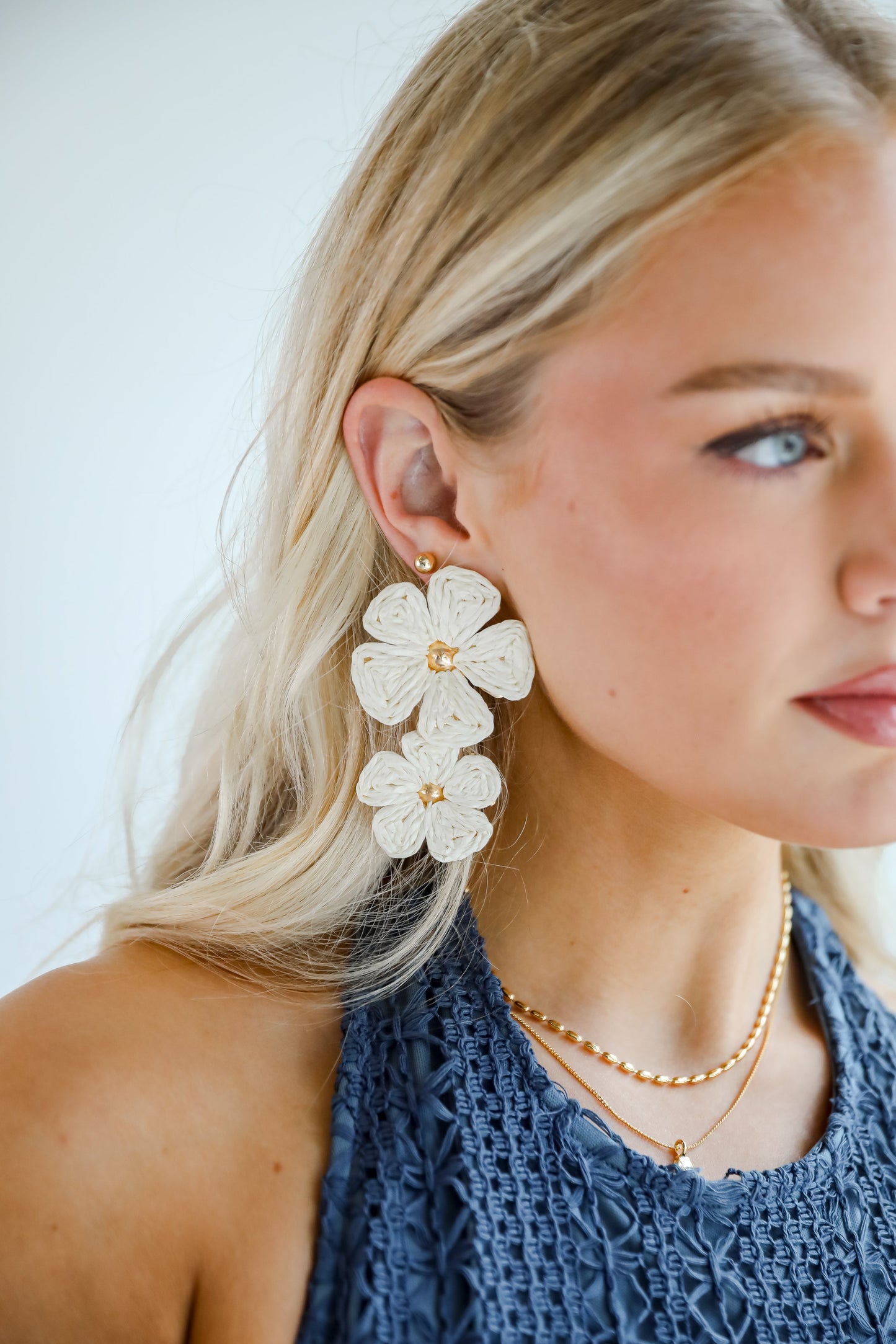 FINAL SALE - Gracie Straw Flower Drop Earrings