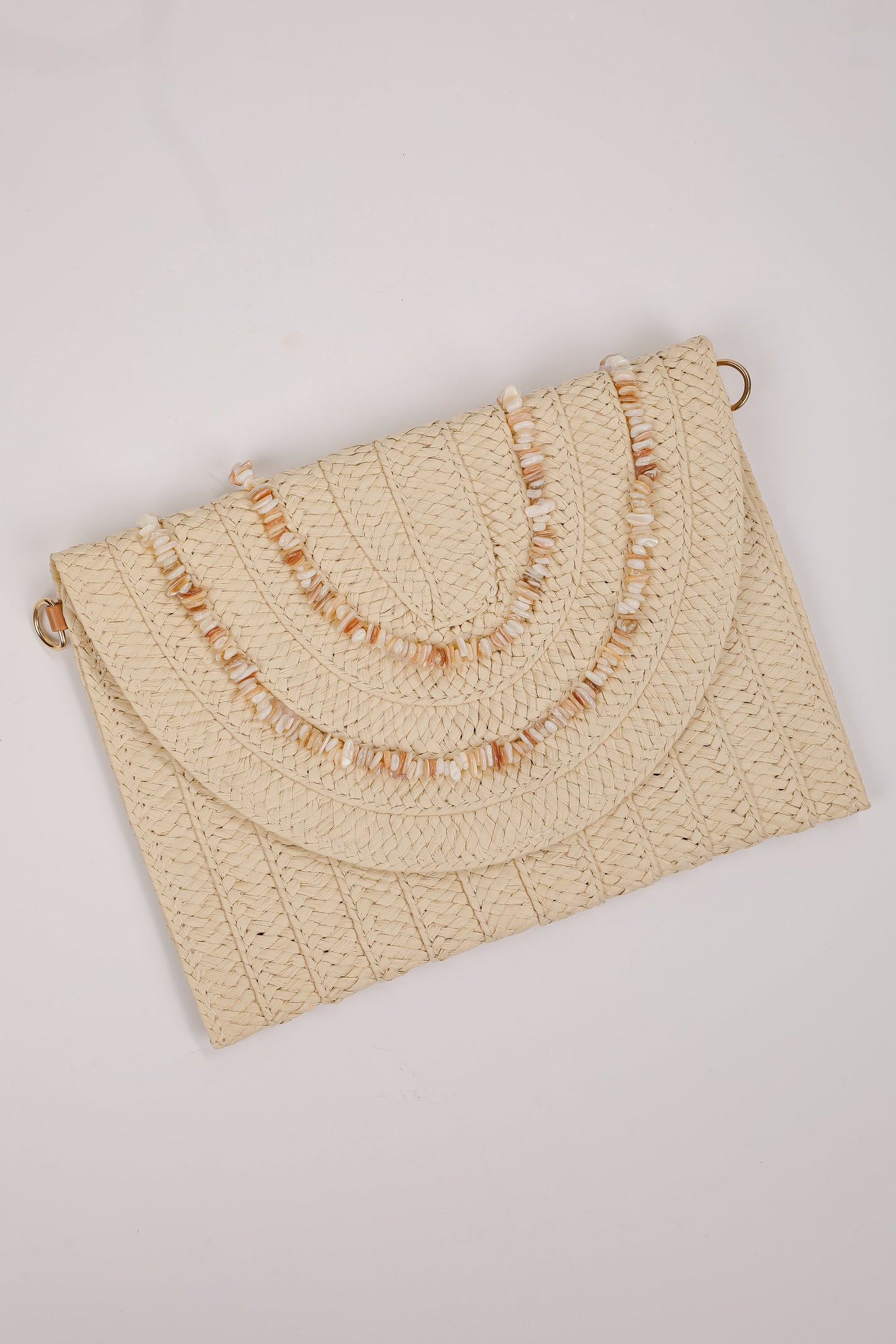 Sunkissed Glow Ivory Seashell Straw Clutch