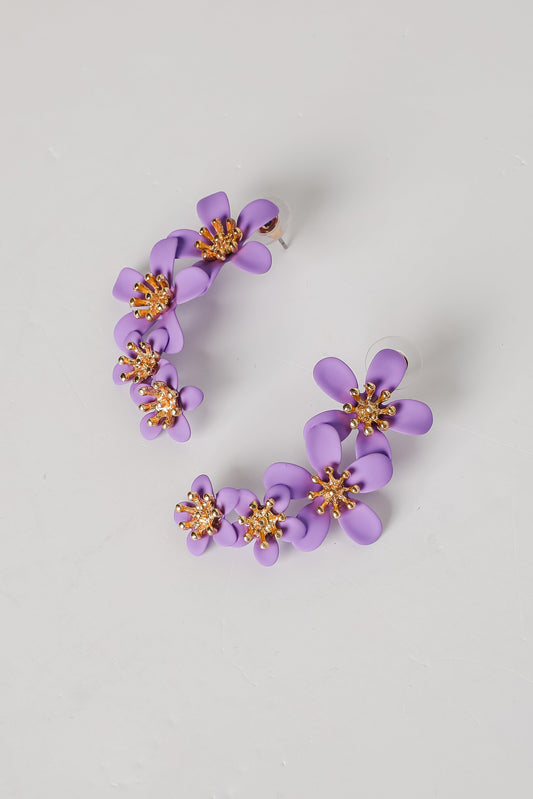 FINAL SALE - Layla Lavender Flower Drop Earrings