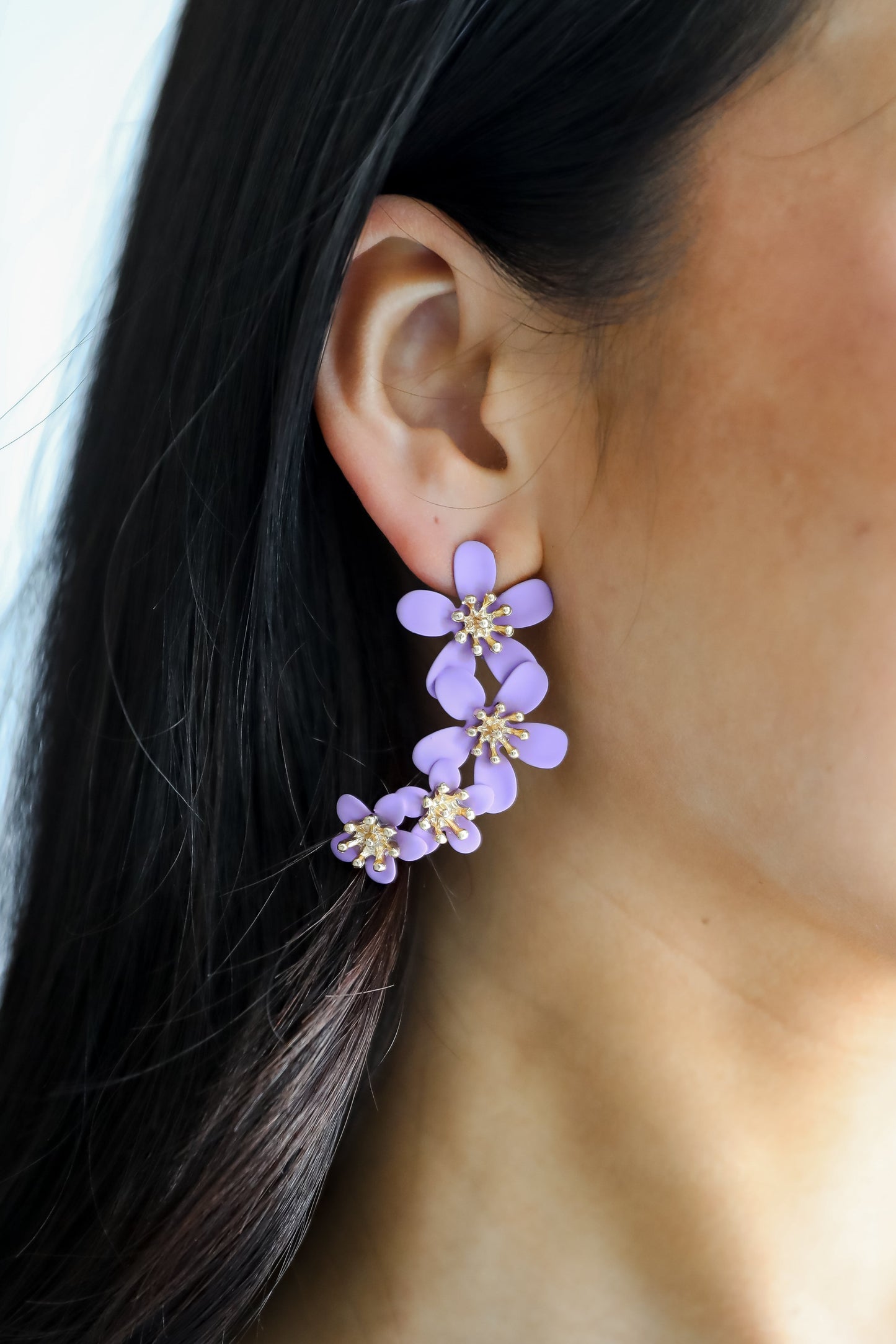 FINAL SALE - Layla Lavender Flower Drop Earrings