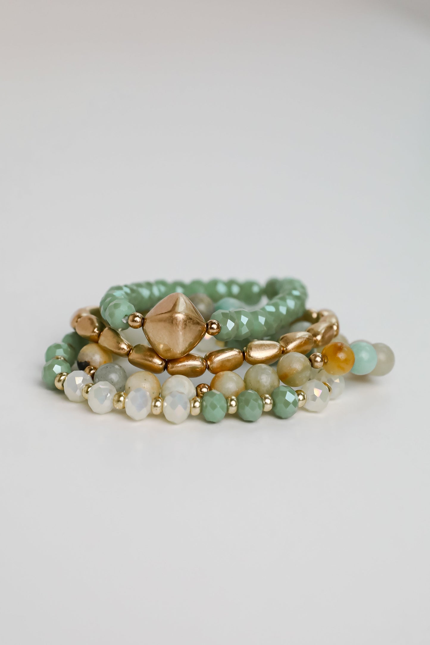 FINAL SALE - Eloise Mint Beaded Bracelet Set