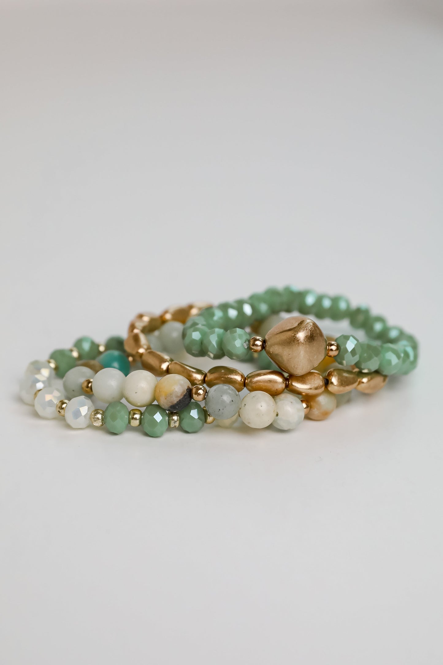 FINAL SALE - Eloise Mint Beaded Bracelet Set