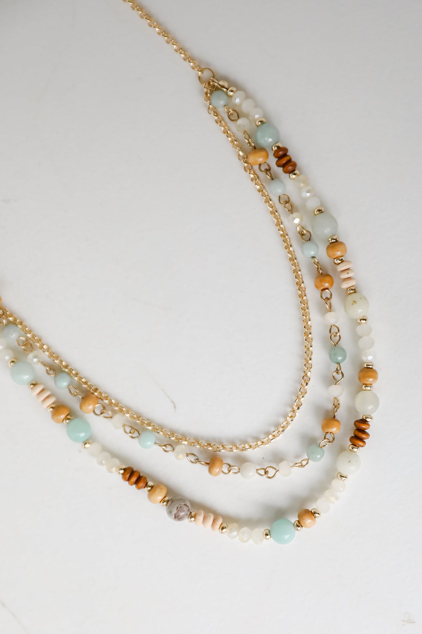 FINAL SALE - Eloise Mint Beaded Layered Necklace