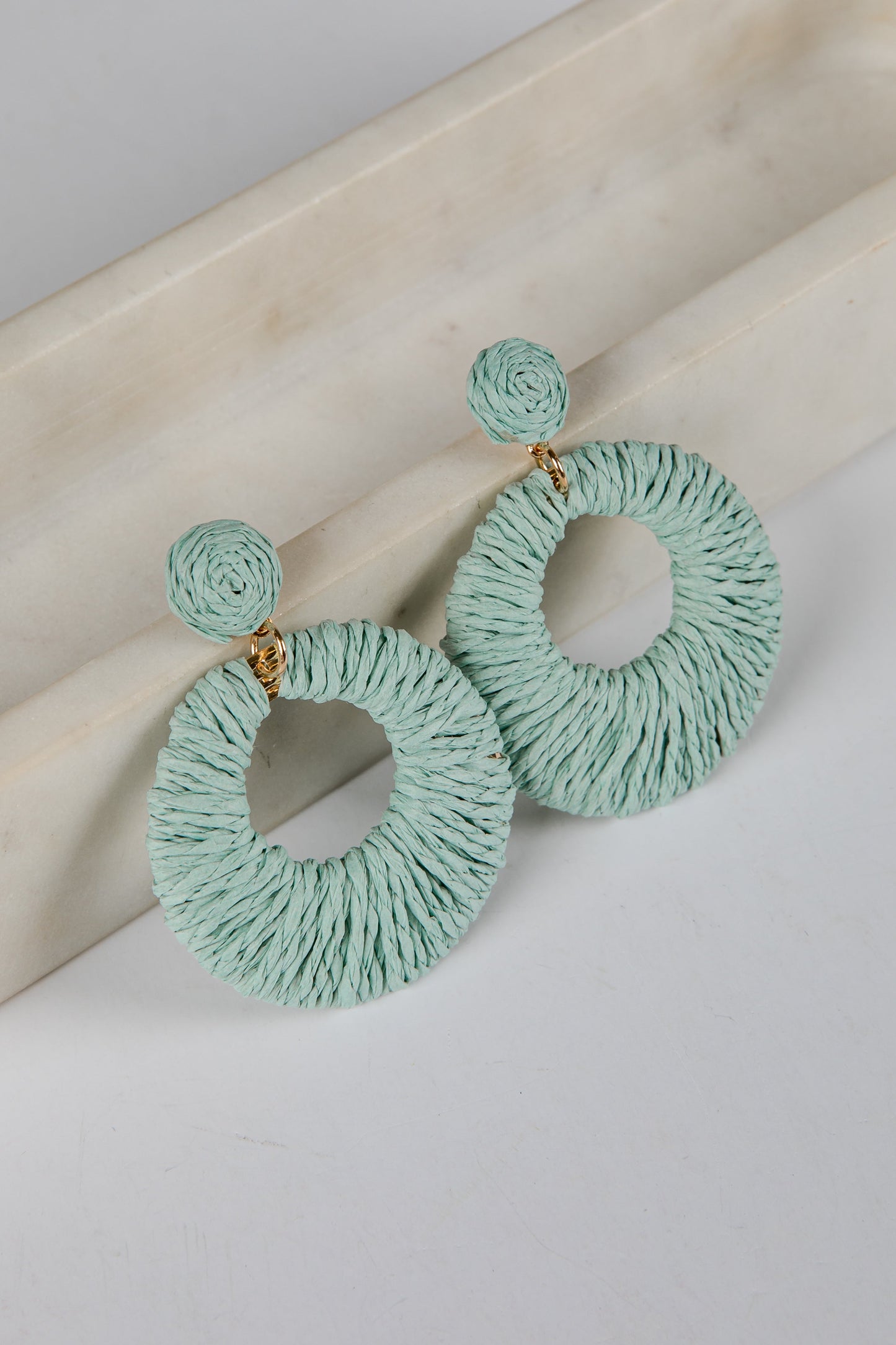 Gracie Straw Circle Drop Earrings