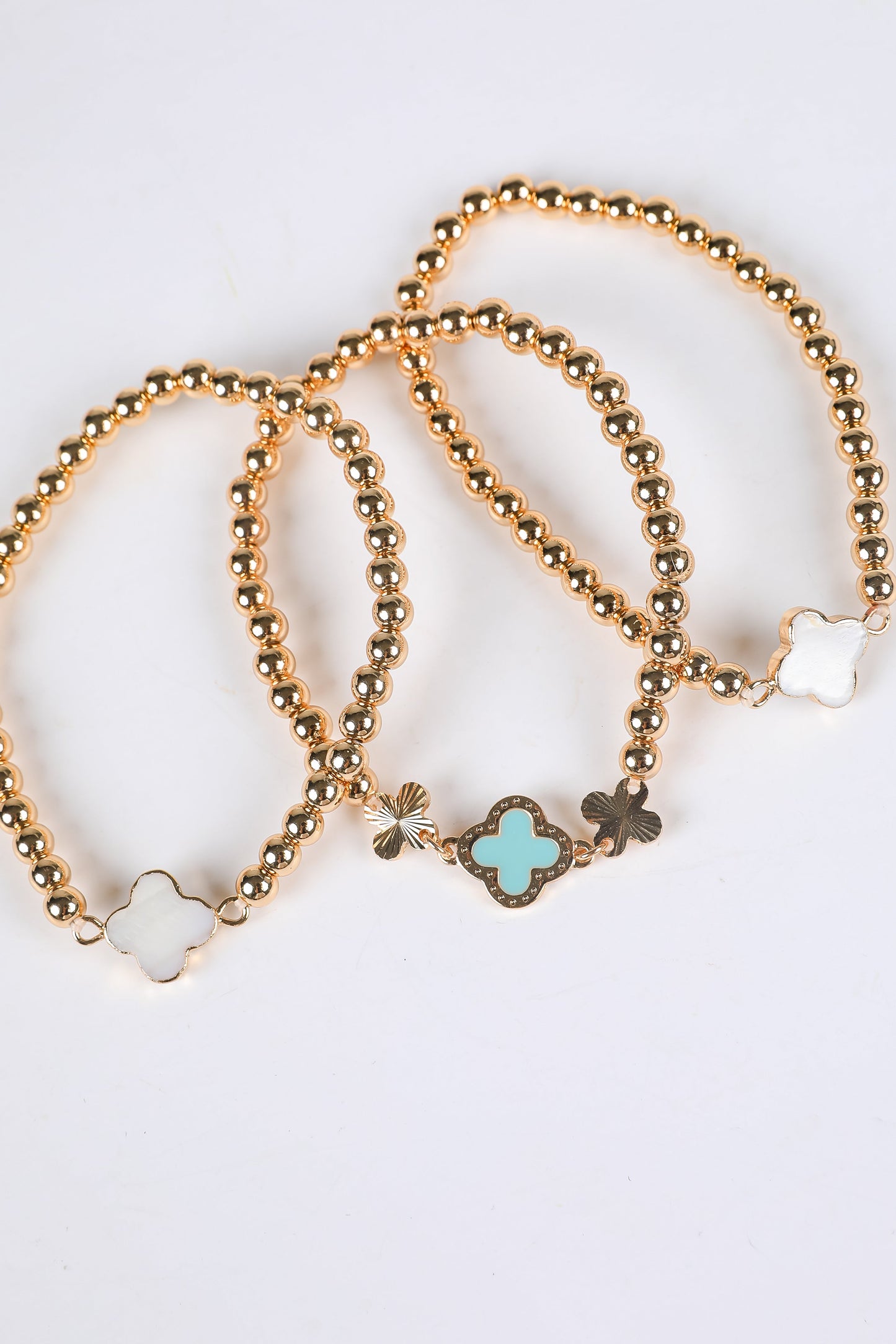 Maggie Beaded Quatrefoil Charm Bracelet Set