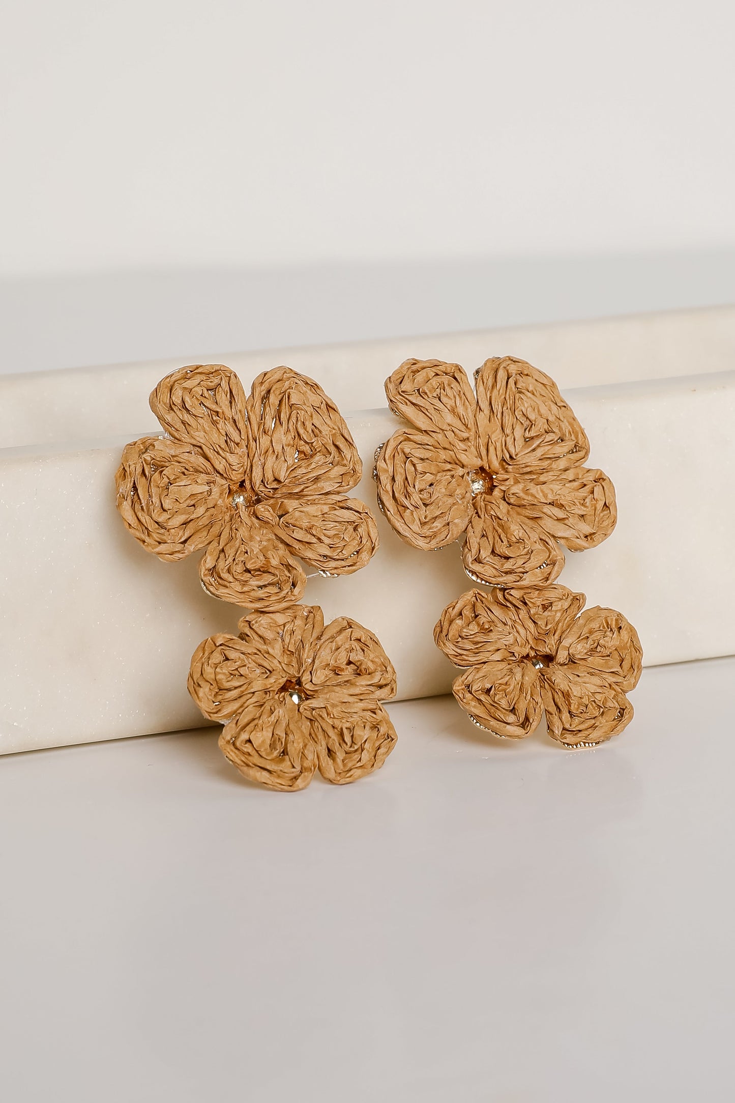 FINAL SALE - Gracie Straw Flower Drop Earrings