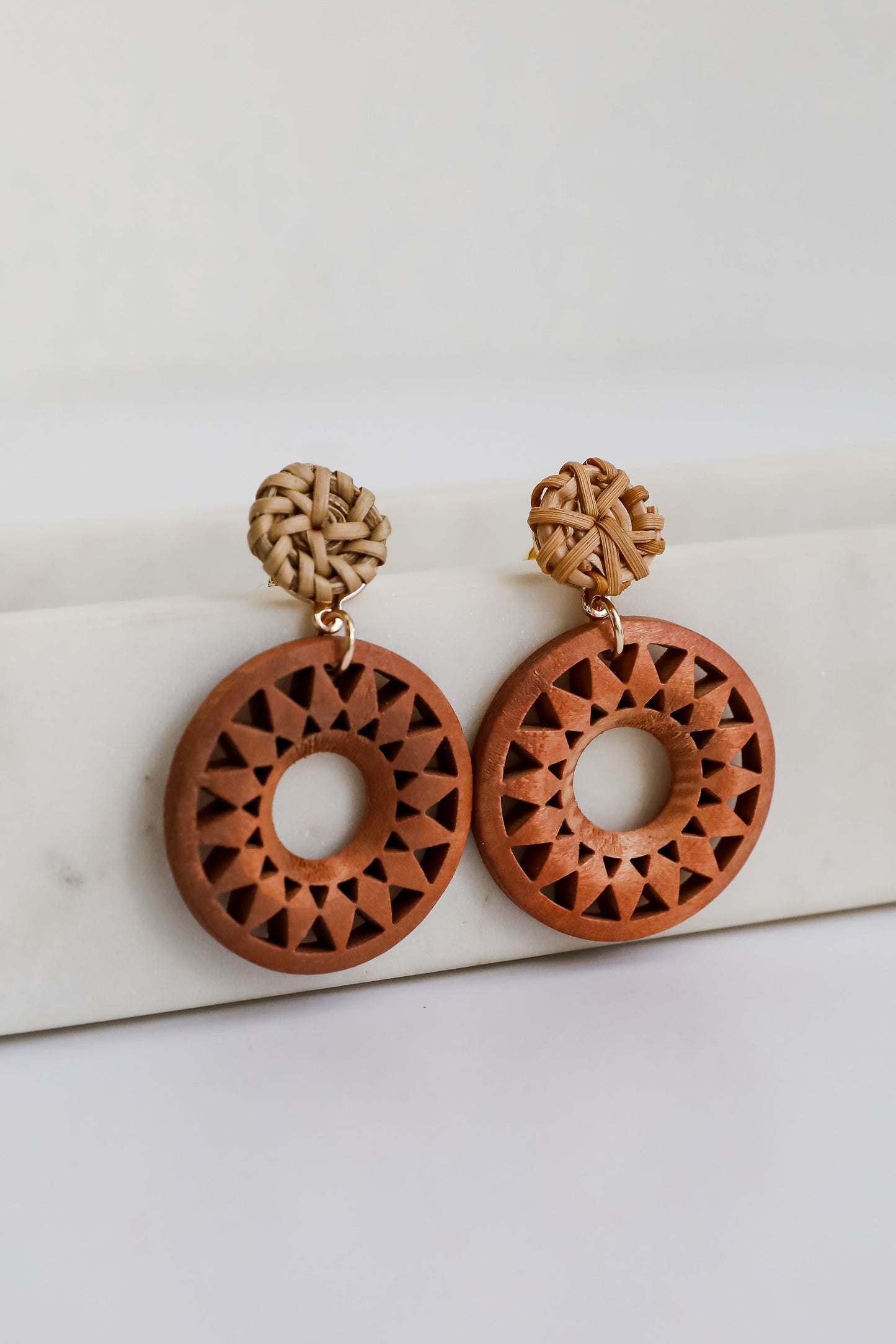 FINAL SALE - Mariana Natural Wooden Circle Drop Earrings