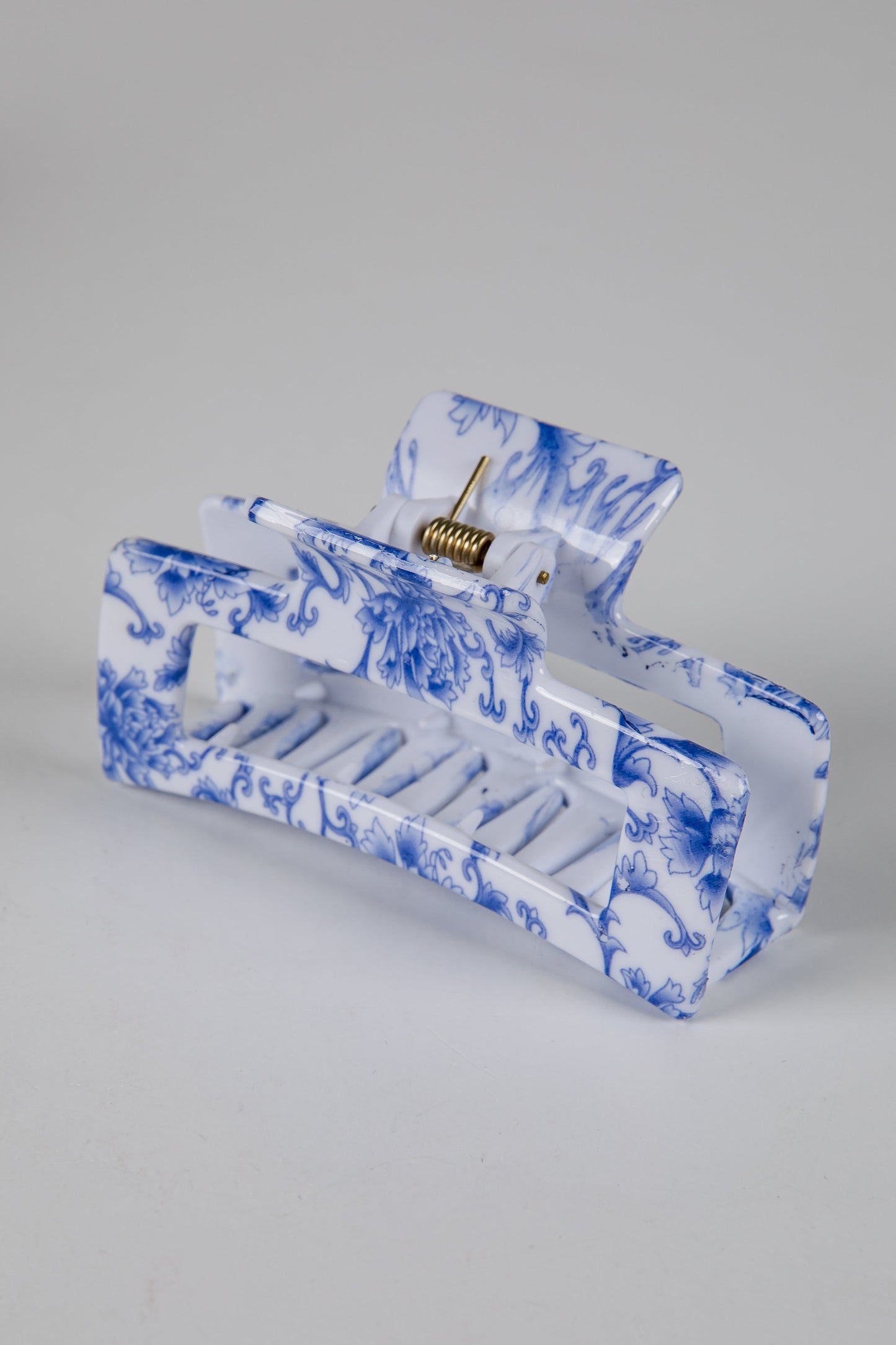 Sweet Credentials Navy Floral Large Rectangle Claw Hair Clip