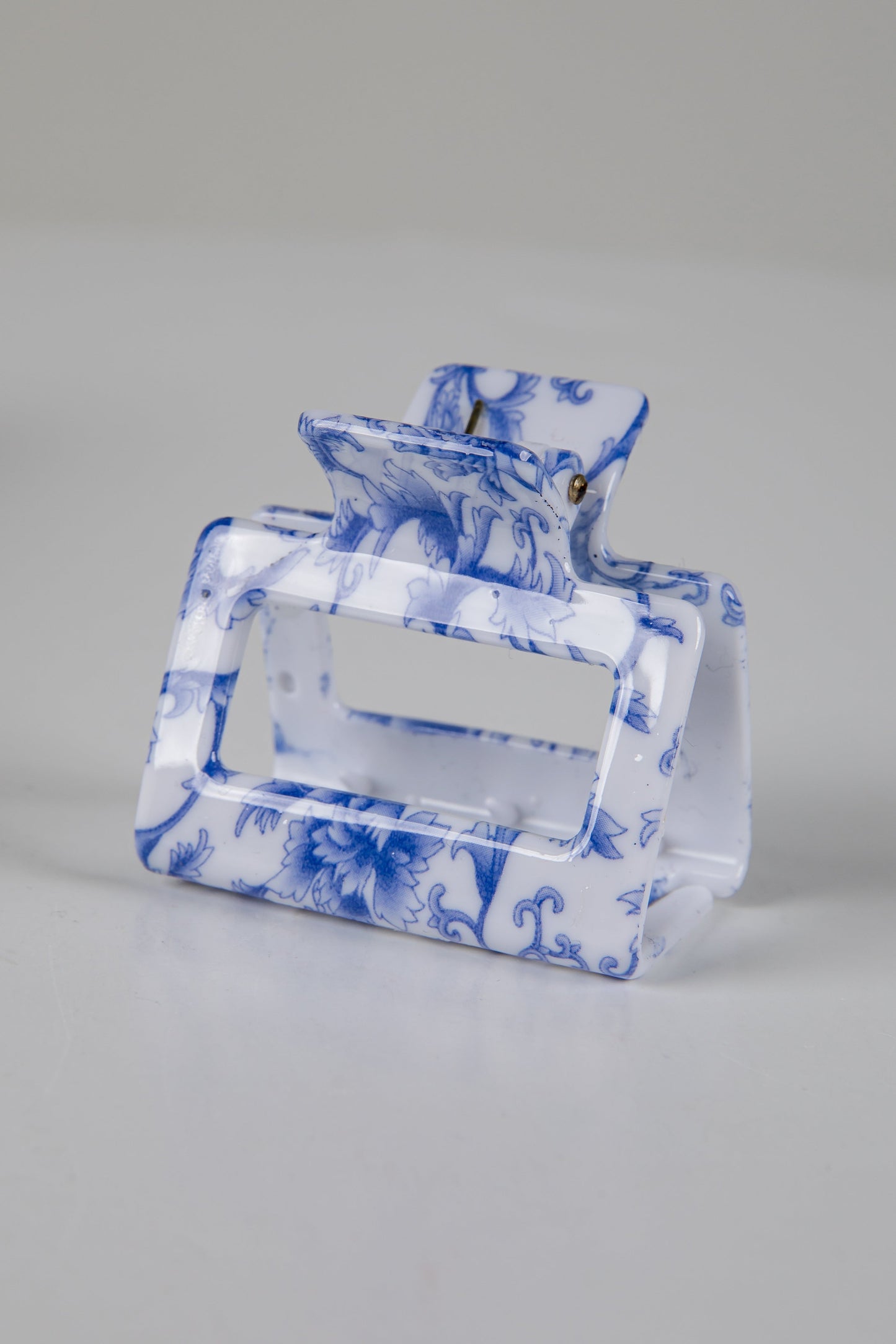 Sweet Credentials Navy Floral Mini Rectangle Claw Hair Clip