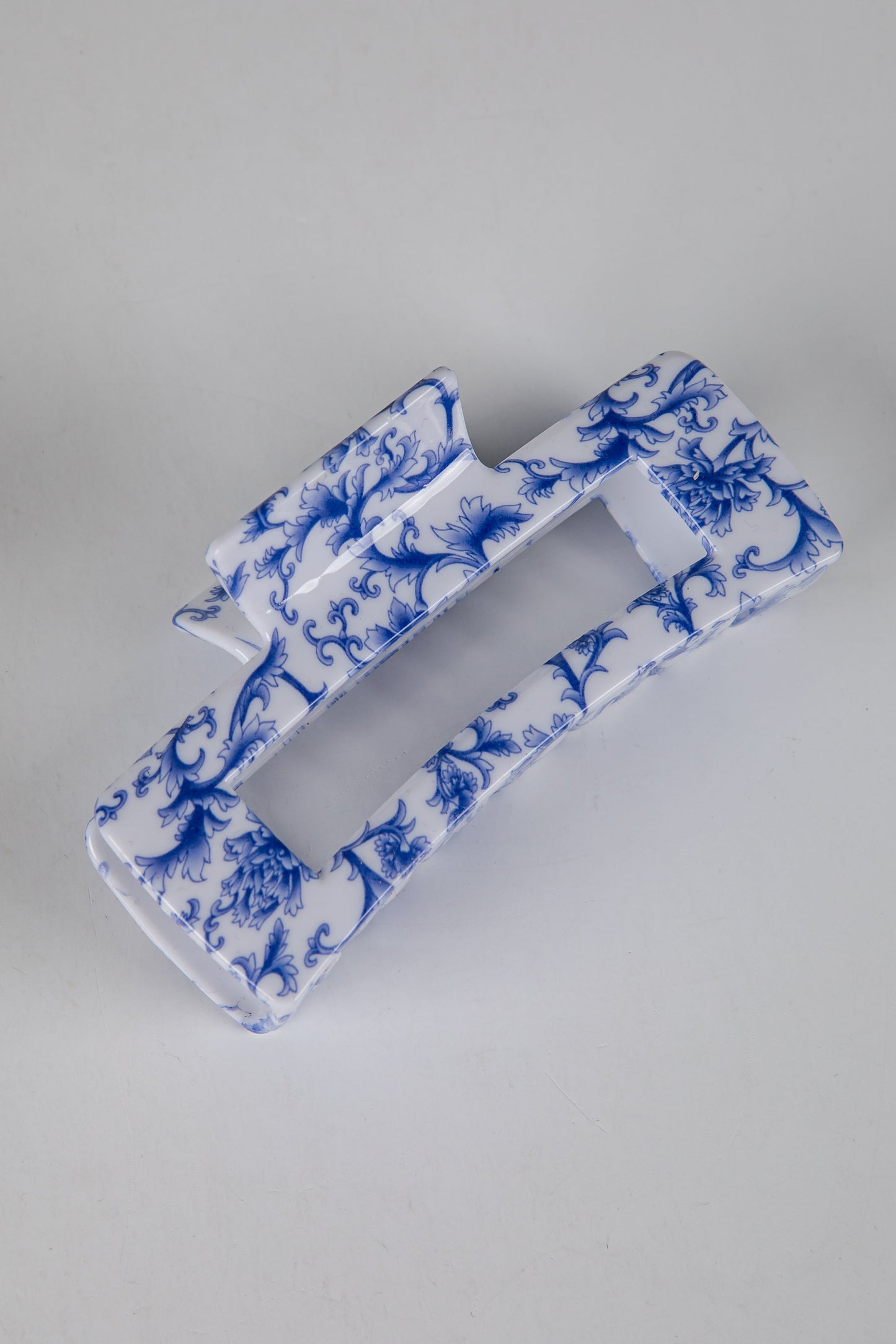 Sweet Credentials Navy Floral Rectangle Claw Hair Clip