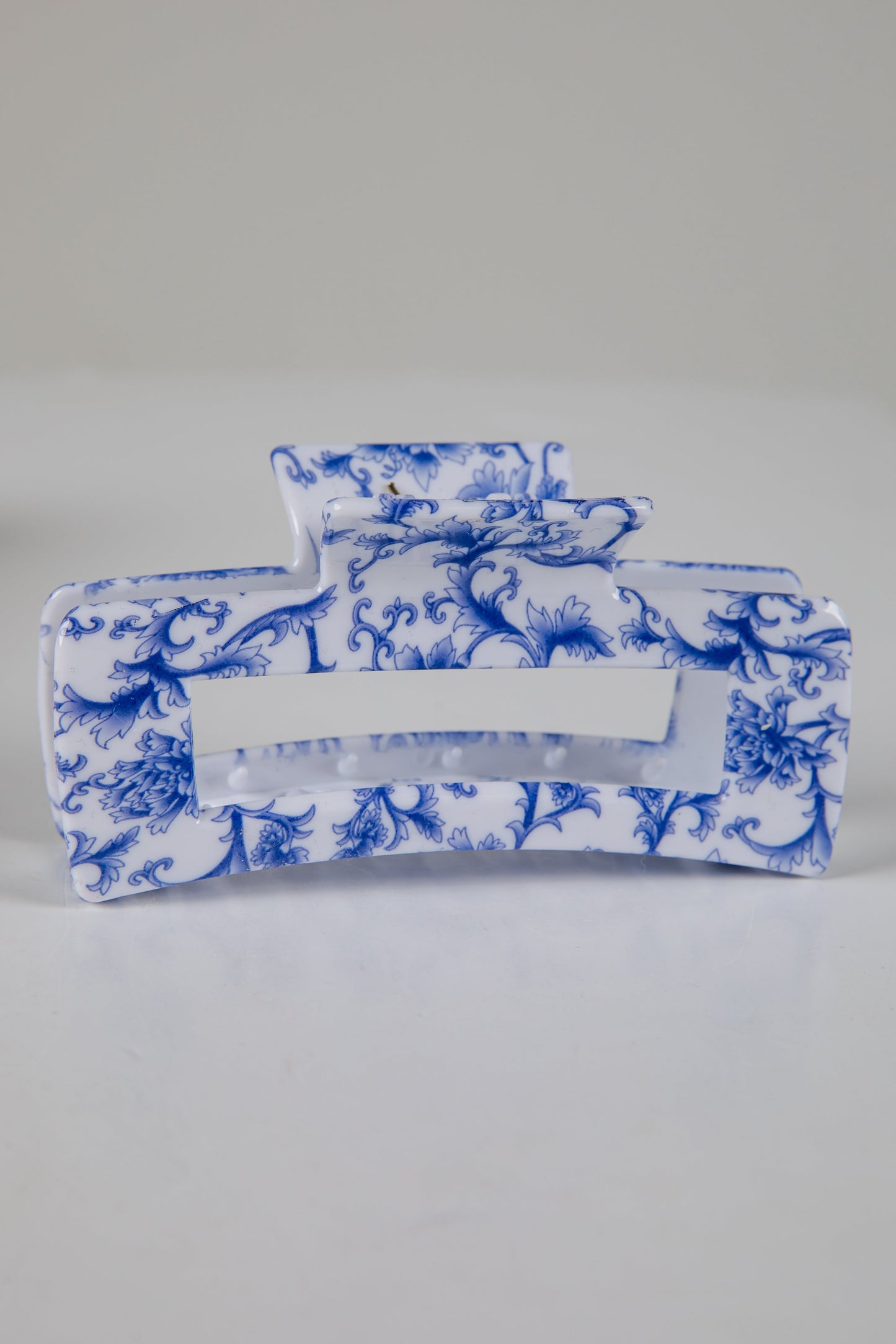 Sweet Credentials Navy Floral Rectangle Claw Hair Clip