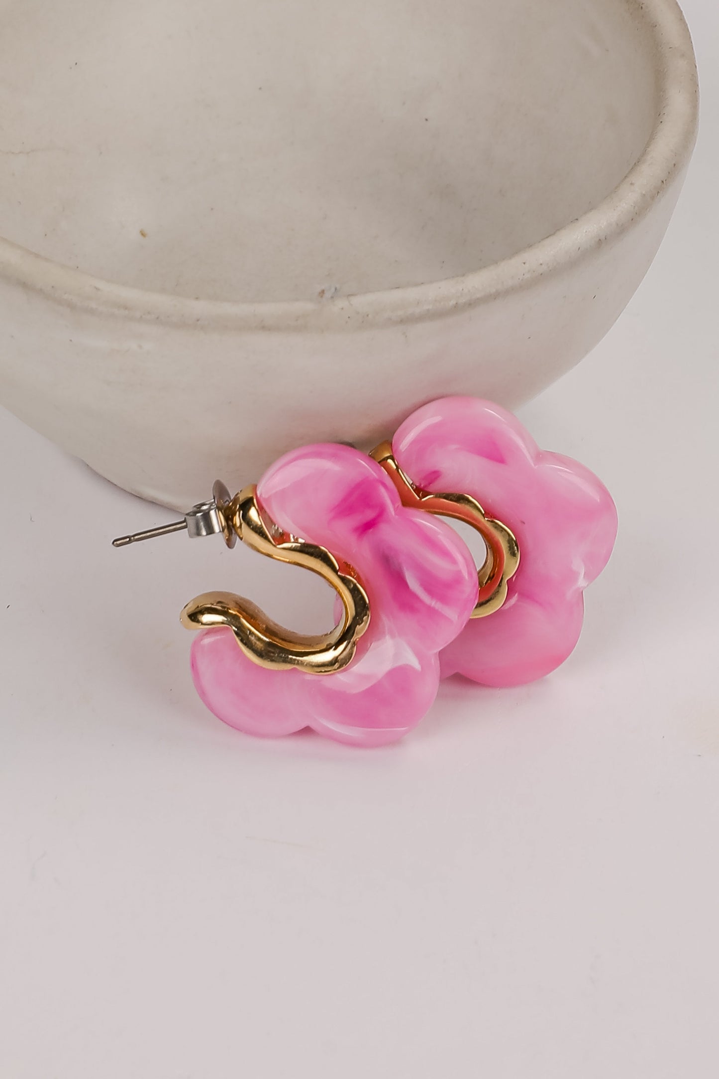 FINAL SALE - Bree Acrylic Flower Hoop Earrings