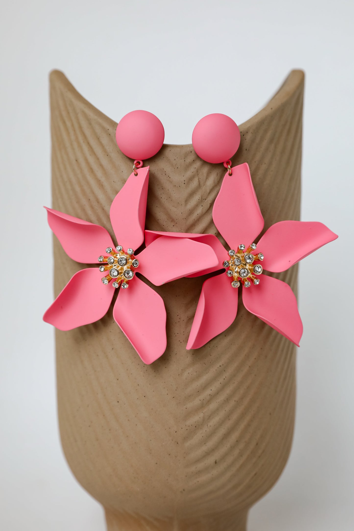 FINAL SALE - Callie Pink Statement Flower Drop Earrings