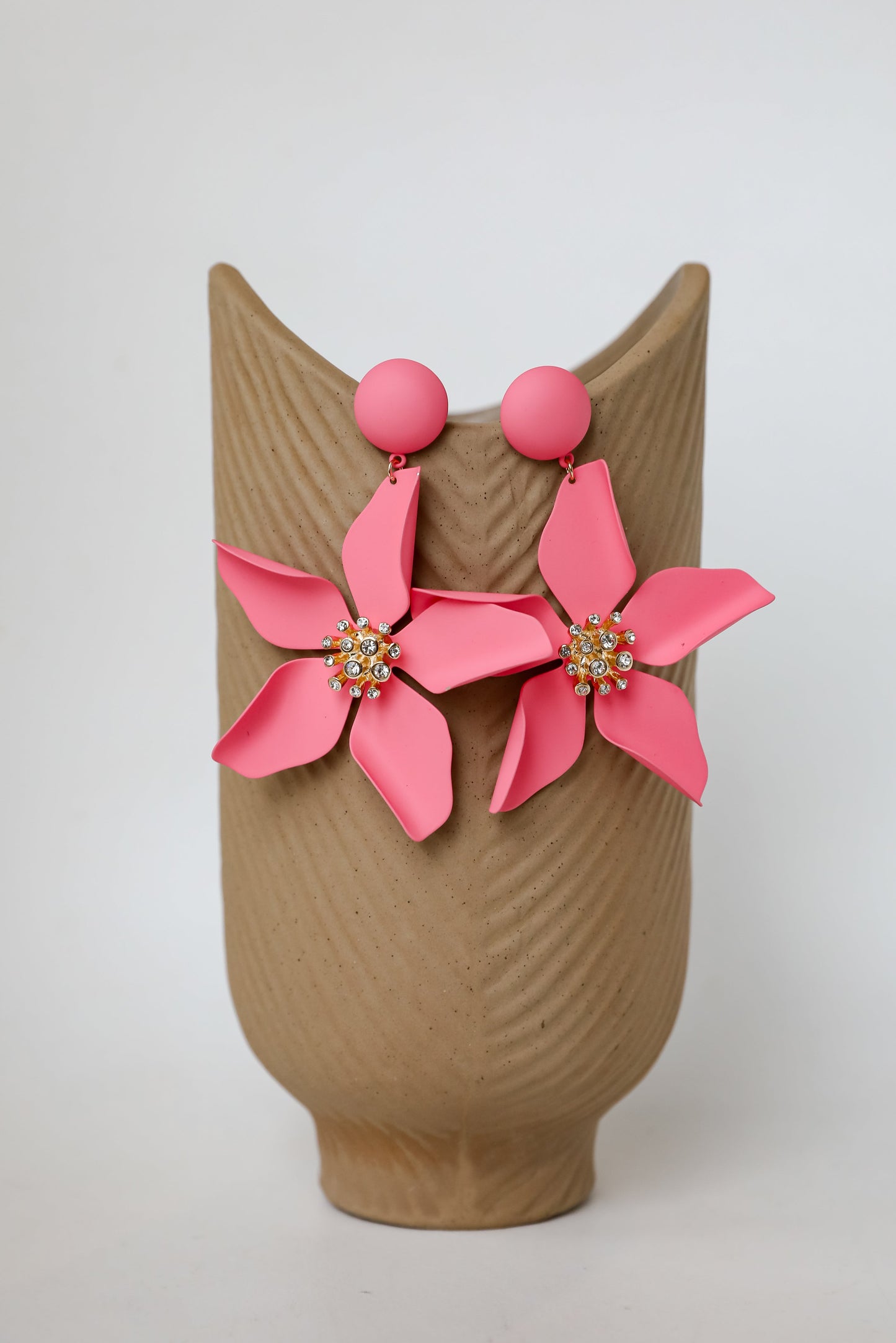 FINAL SALE - Callie Pink Statement Flower Drop Earrings