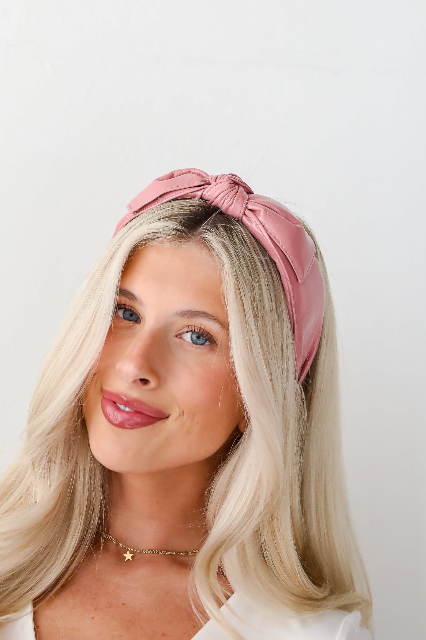 FINAL SALE - Poised Finish Leather Bow Headband