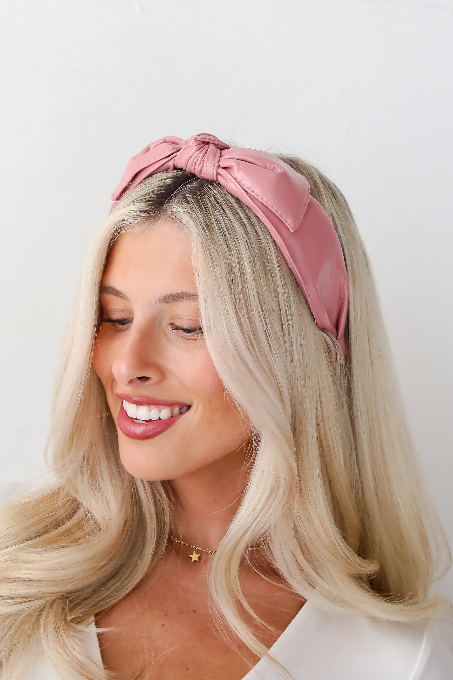FINAL SALE - Poised Finish Leather Bow Headband