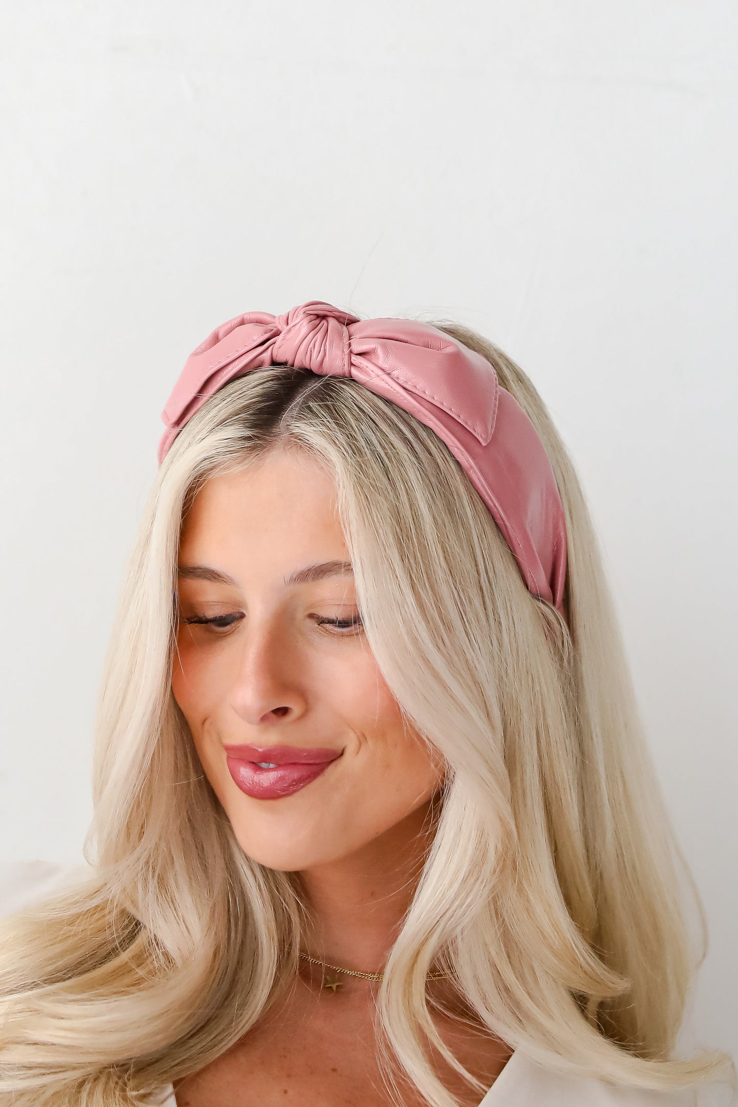 FINAL SALE - Poised Finish Leather Bow Headband