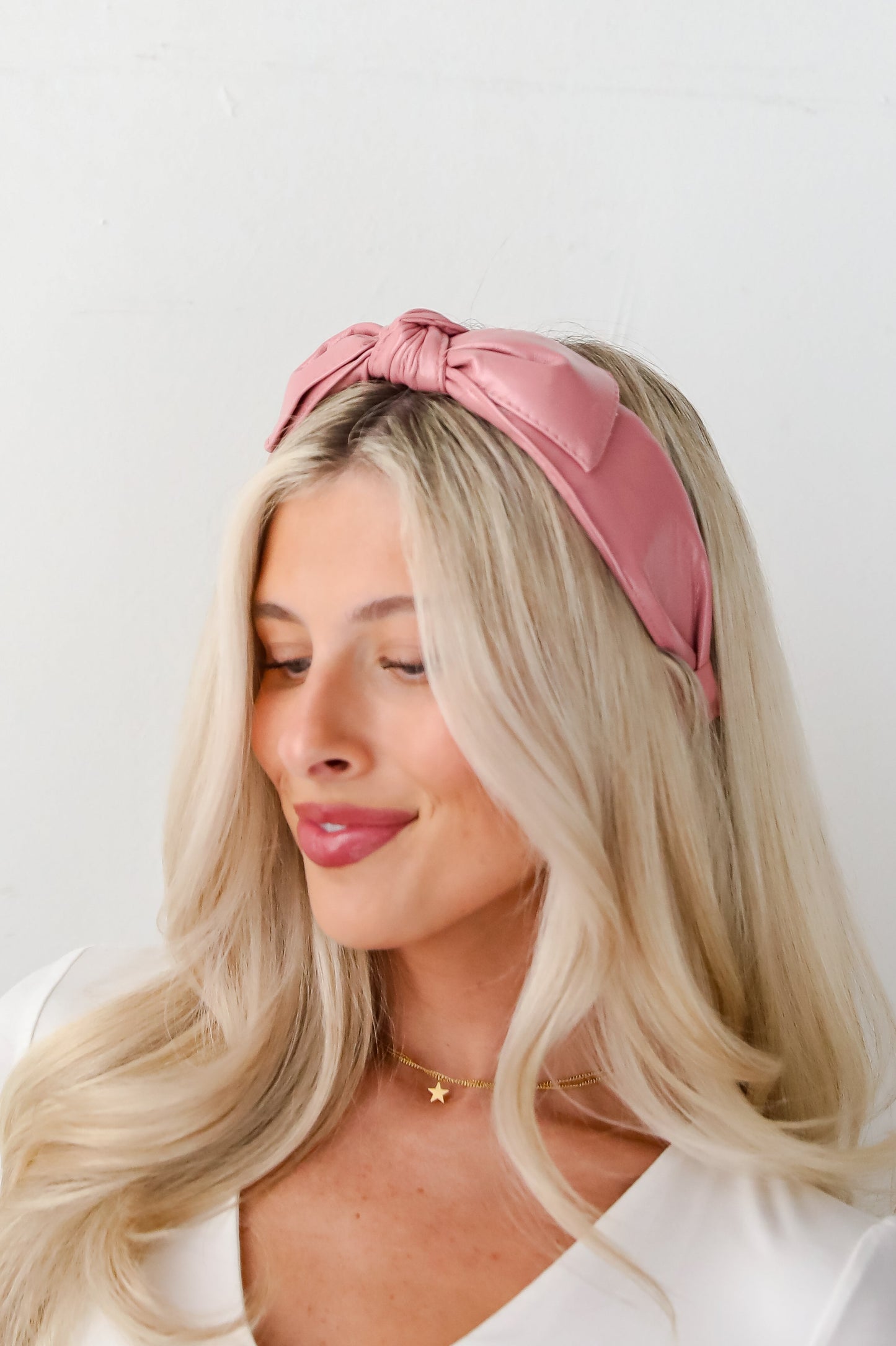 FINAL SALE - Poised Finish Leather Bow Headband