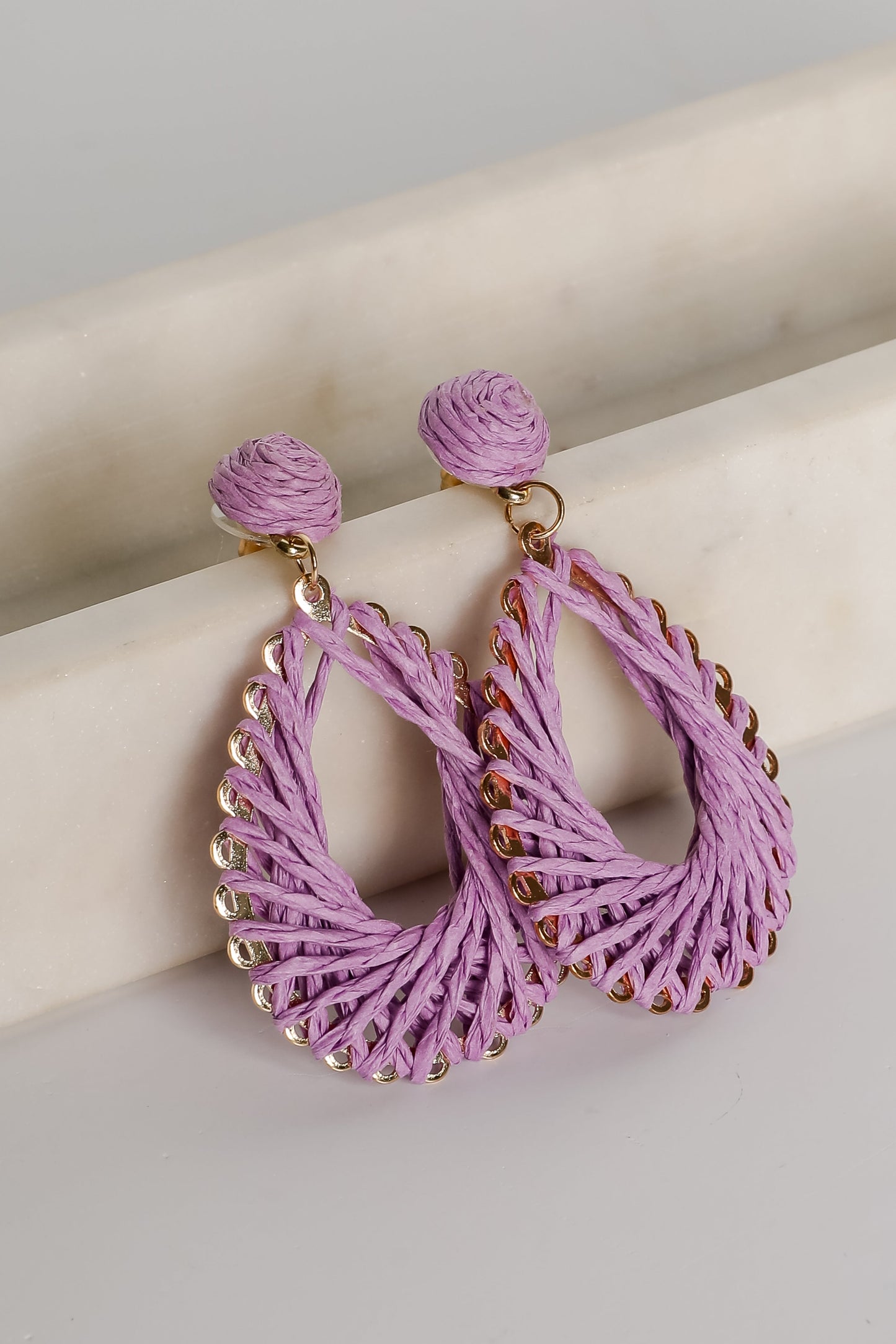 FINAL SALE - Ella Straw Teardrop Earrings