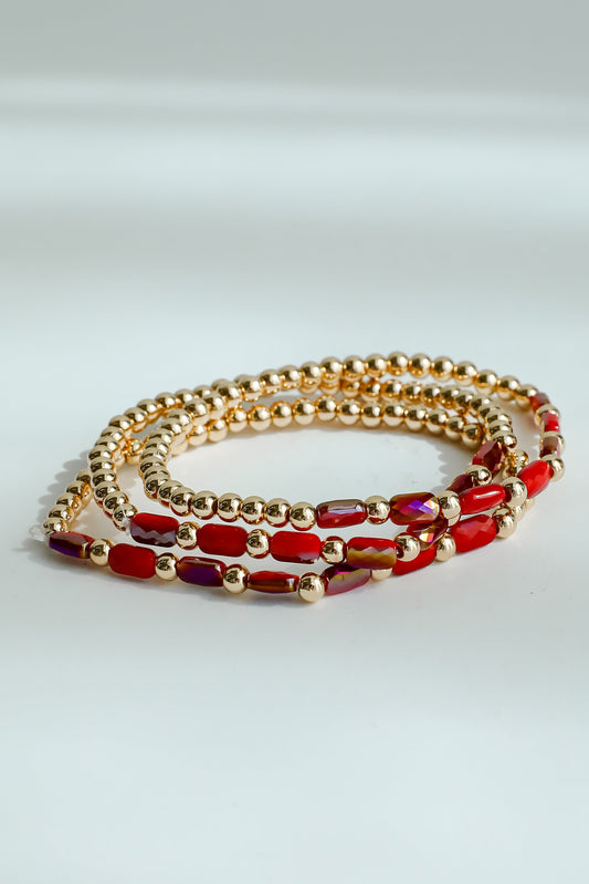 FINAL SALE - Reagan Red Beaded Bracelet Set