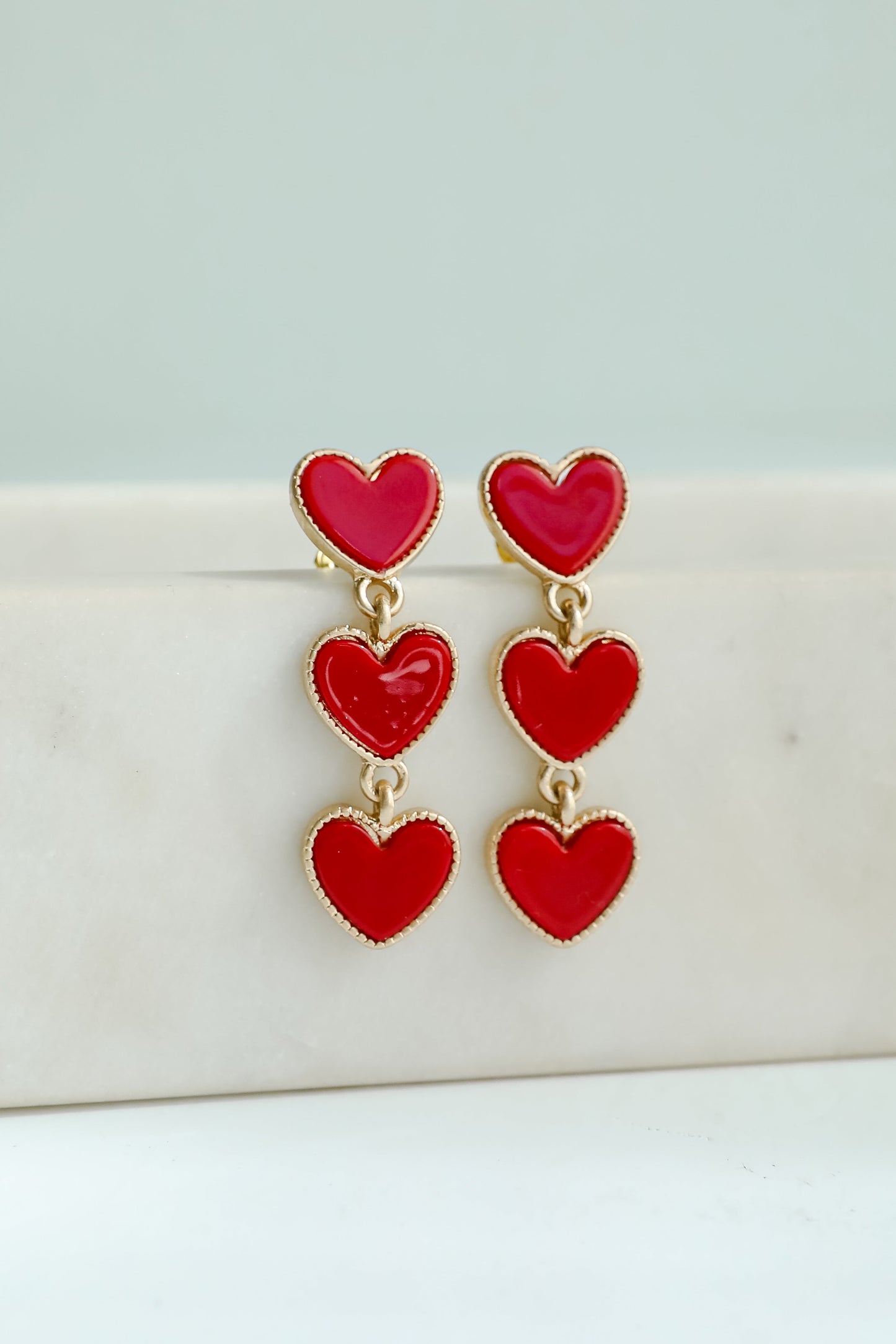 FINAL SALE - Haven Red Heart Drop Earrings