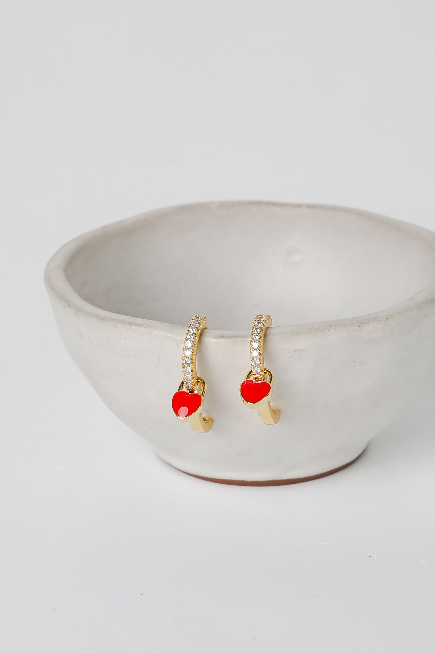 Riley Red Heart Charm Mini Hoop Earrings