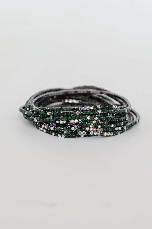 FINAL SALE - Jodie Hunter Green Rhinestone Bracelet Set