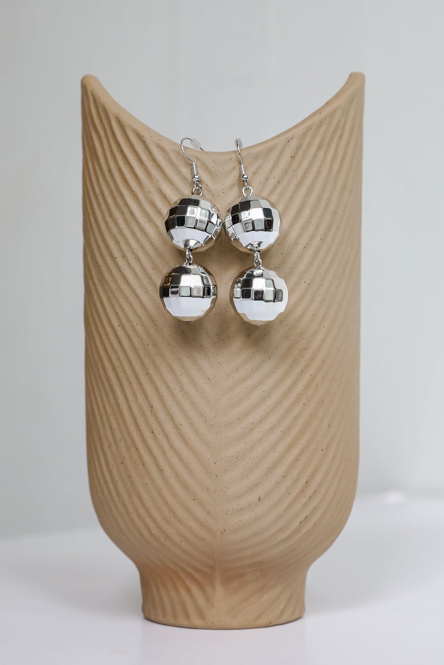 Mariah Silver Disco Ball Drop Earrings