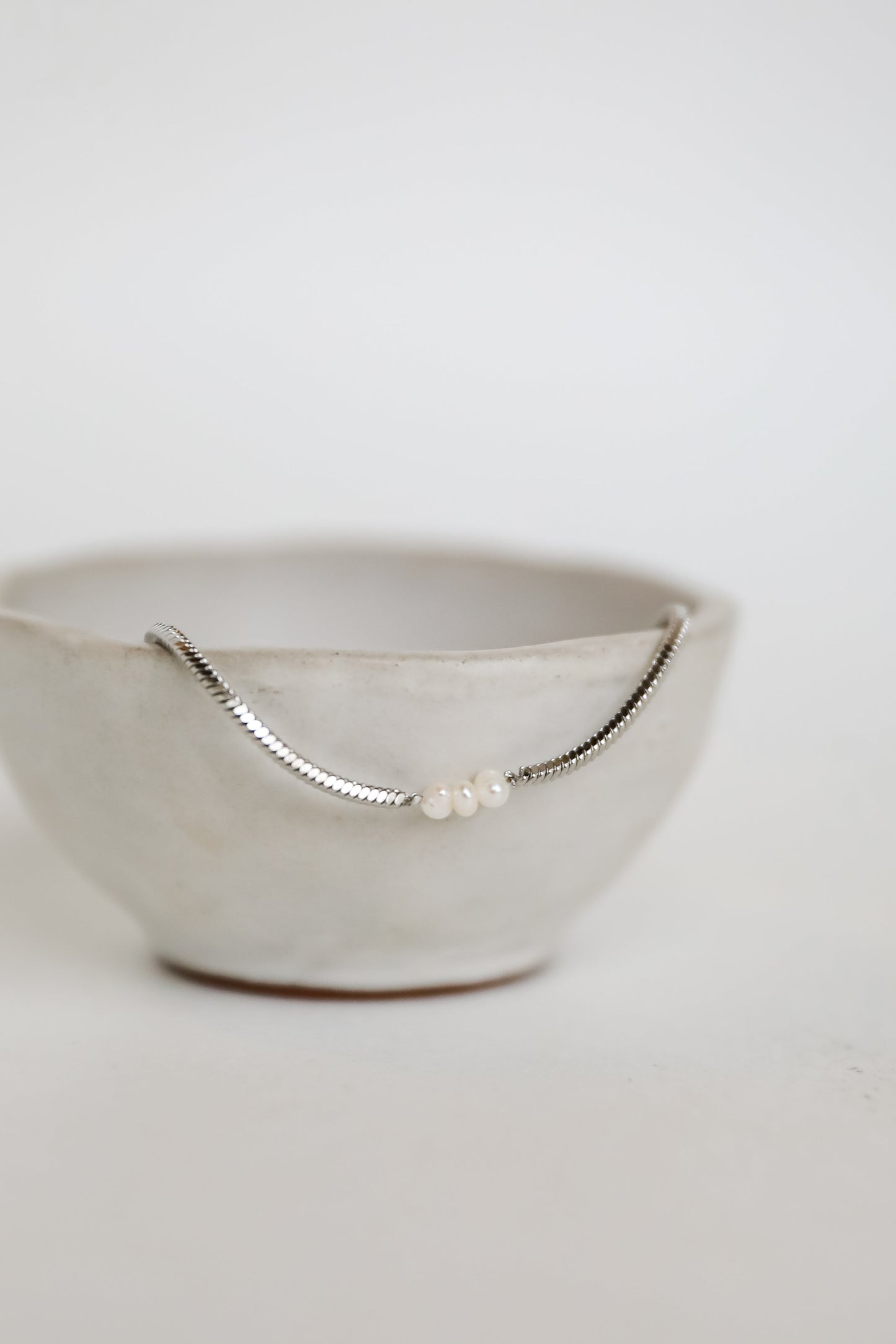 FINAL SALE - Ellie Silver Pearl Charm Bracelet