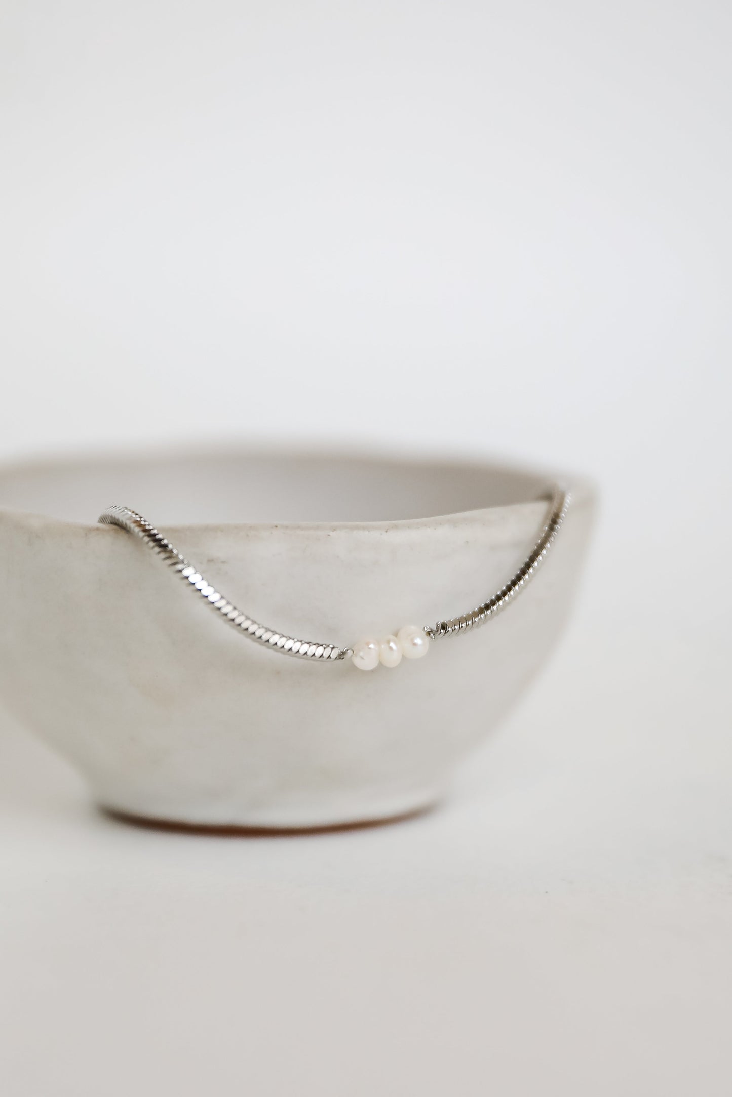 FINAL SALE - Ellie Silver Pearl Charm Bracelet