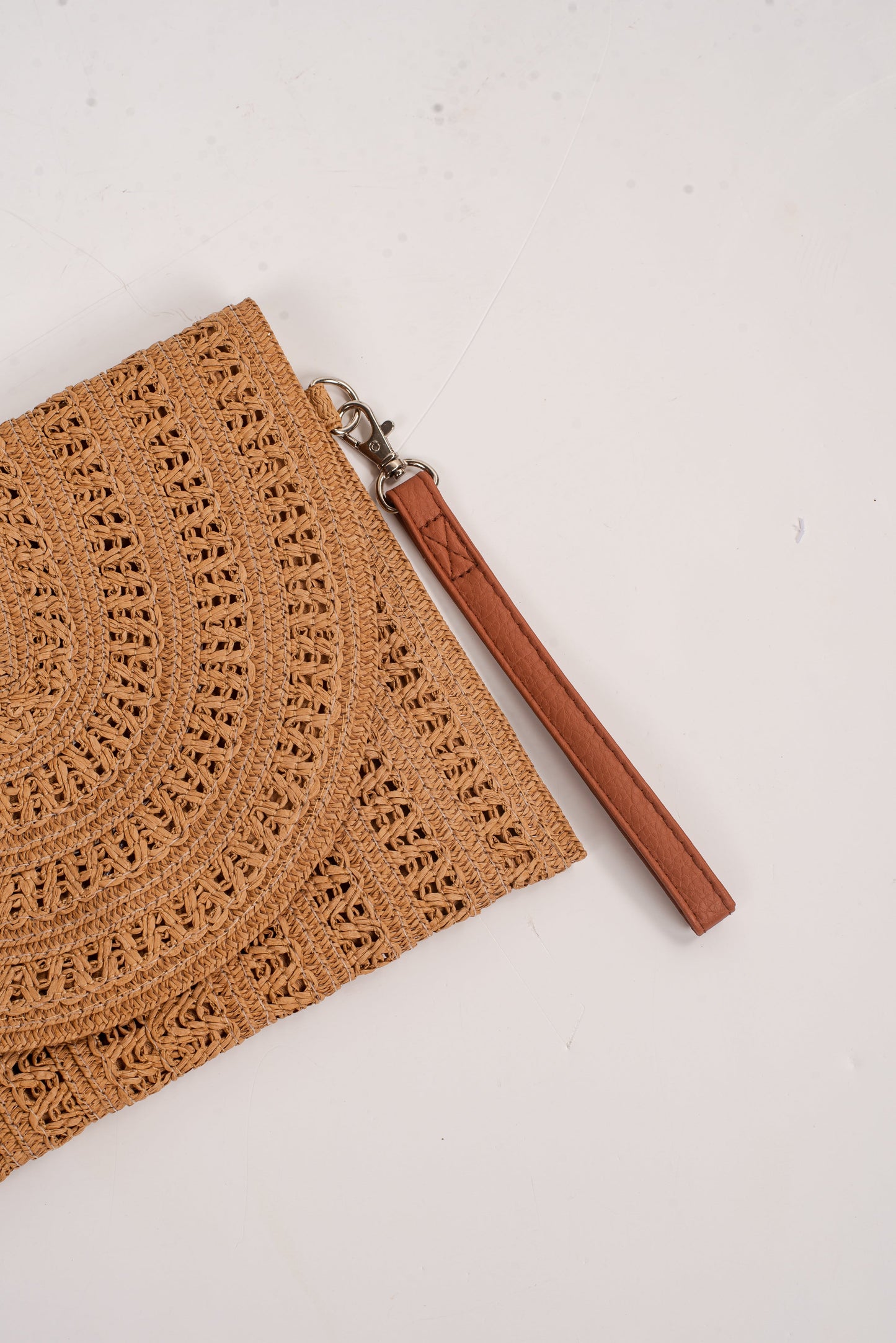 Miles To Go Taupe Straw Clutch