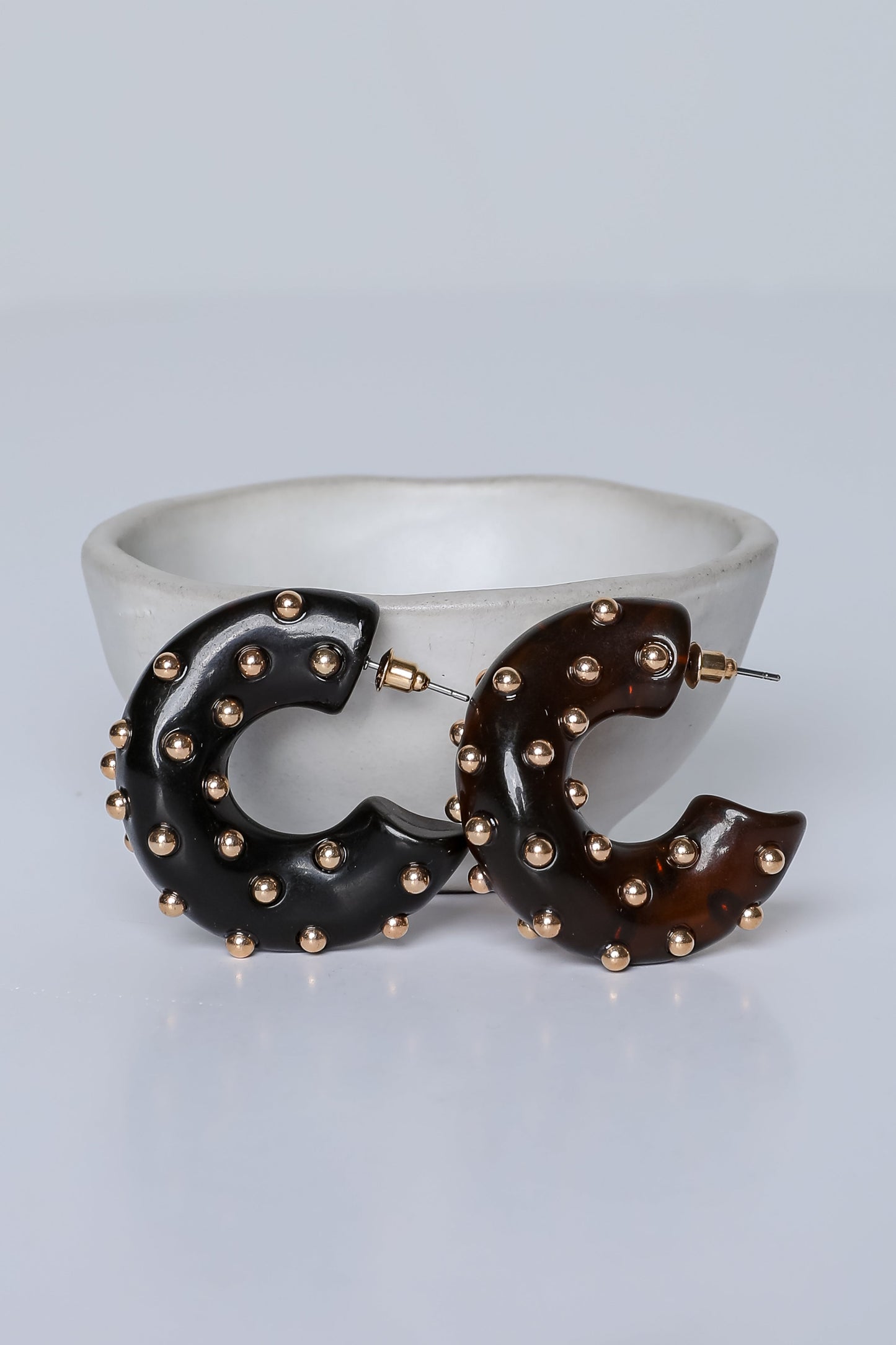Anna Tortoise Studded Acrylic Hoop Earrings