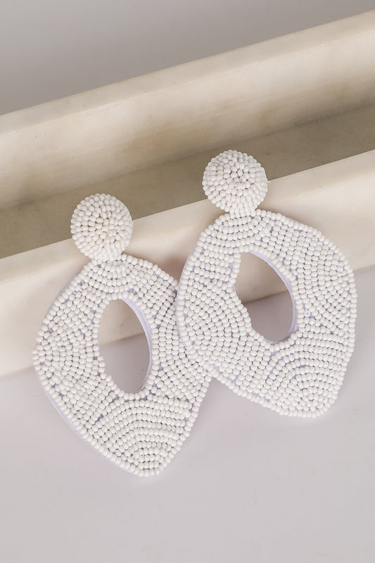 FINAL SALE - Jackie White Beaded Statement Earrings