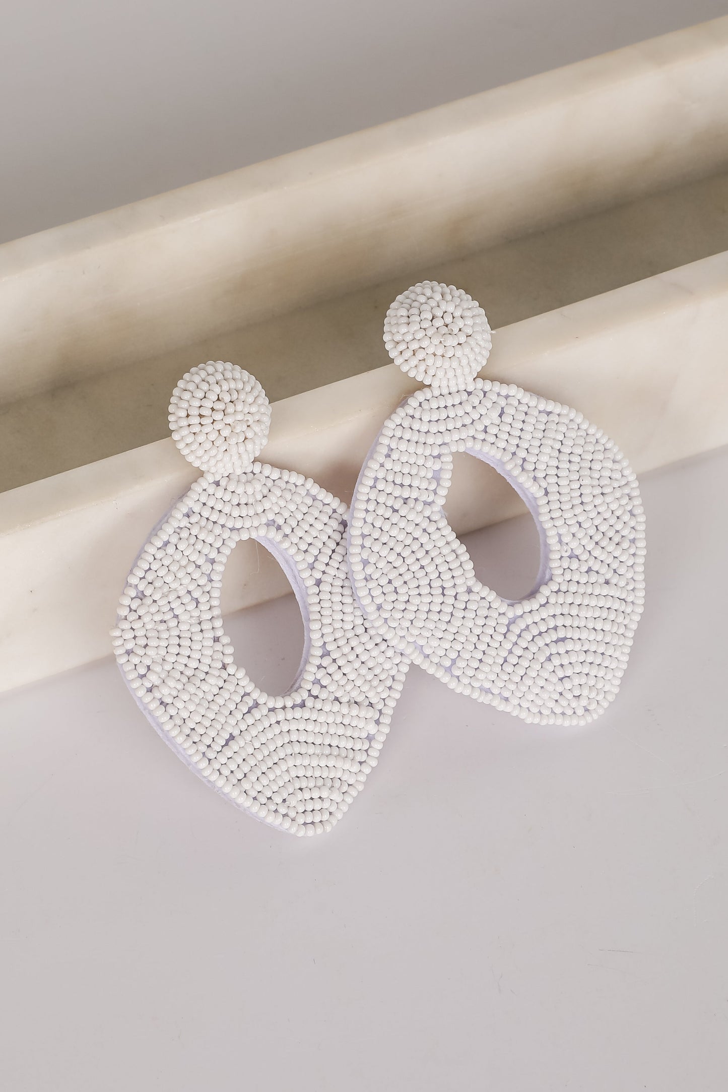 FINAL SALE - Jackie White Beaded Statement Earrings