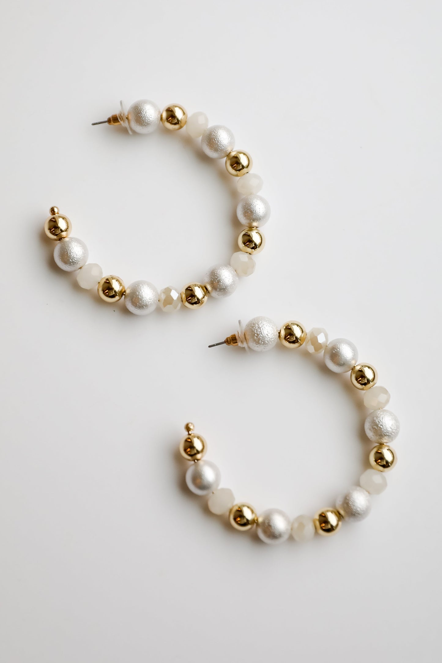 FINAL SALE - Lexi White Beaded Hoop Earrings