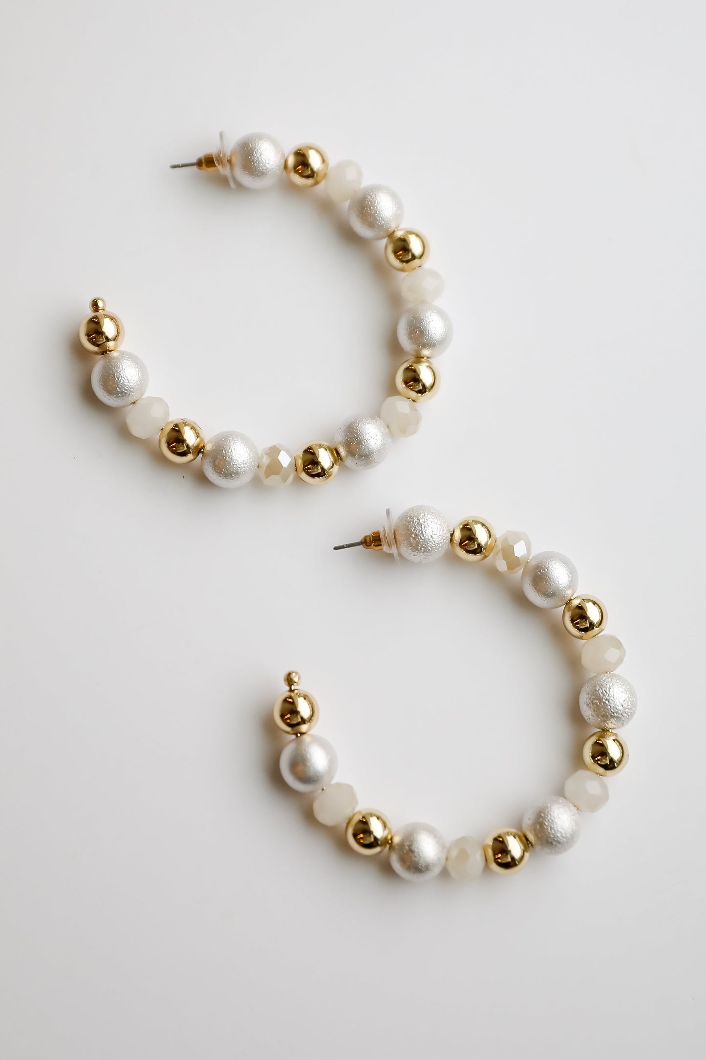 FINAL SALE - Lexi White Beaded Hoop Earrings