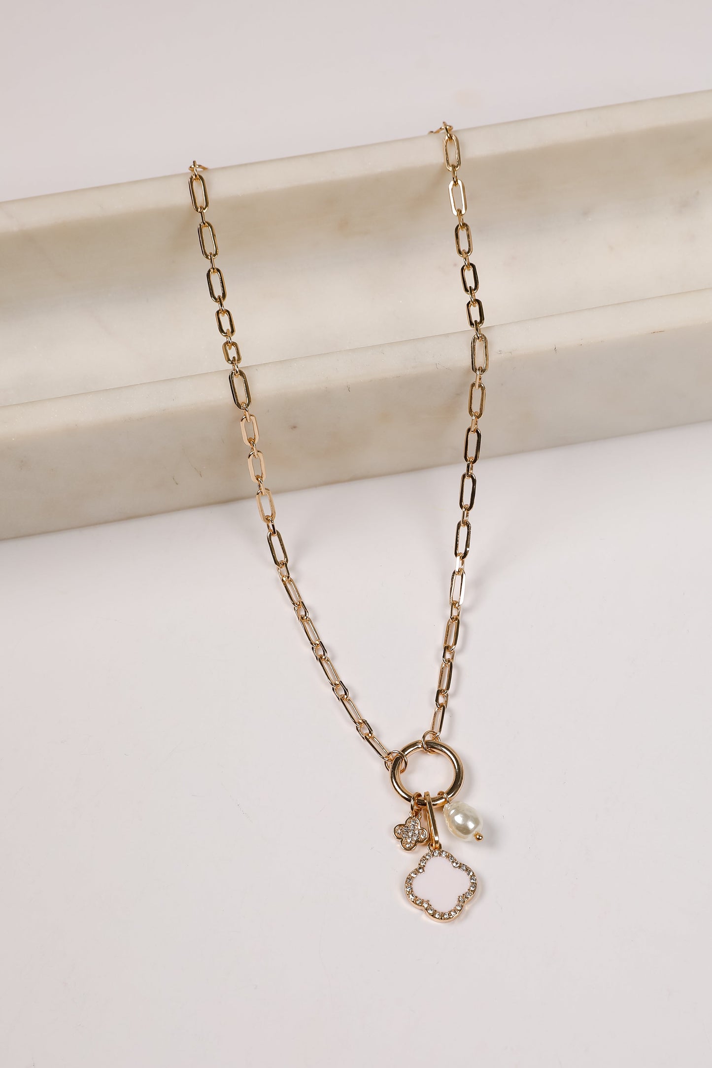 FINAL SALE - Amelia Quatrefoil Charm Necklace