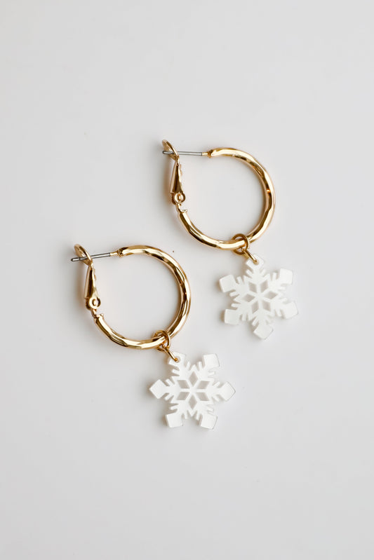 FINAL SALE - Natalie White Snowflake Drop Earrings