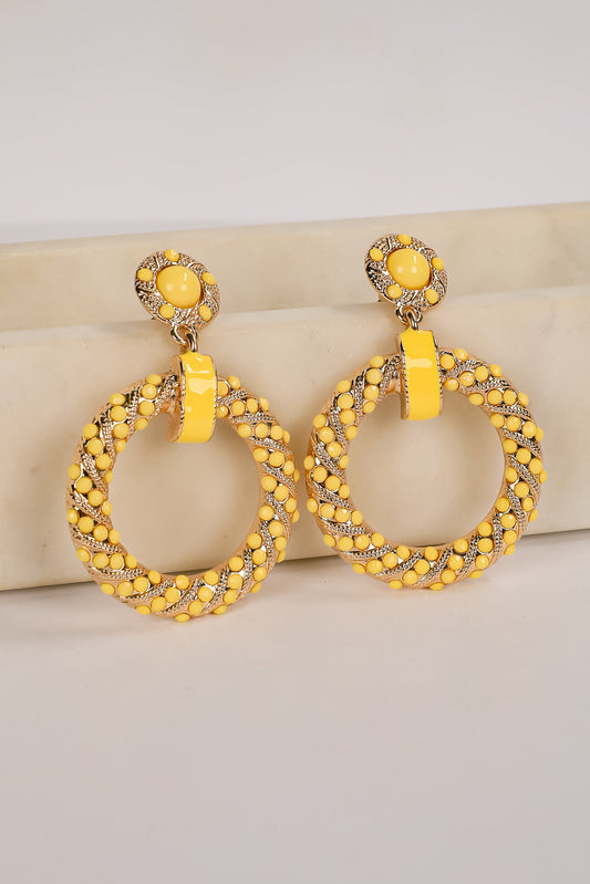 Carmen Yellow Circle Drop Earrings