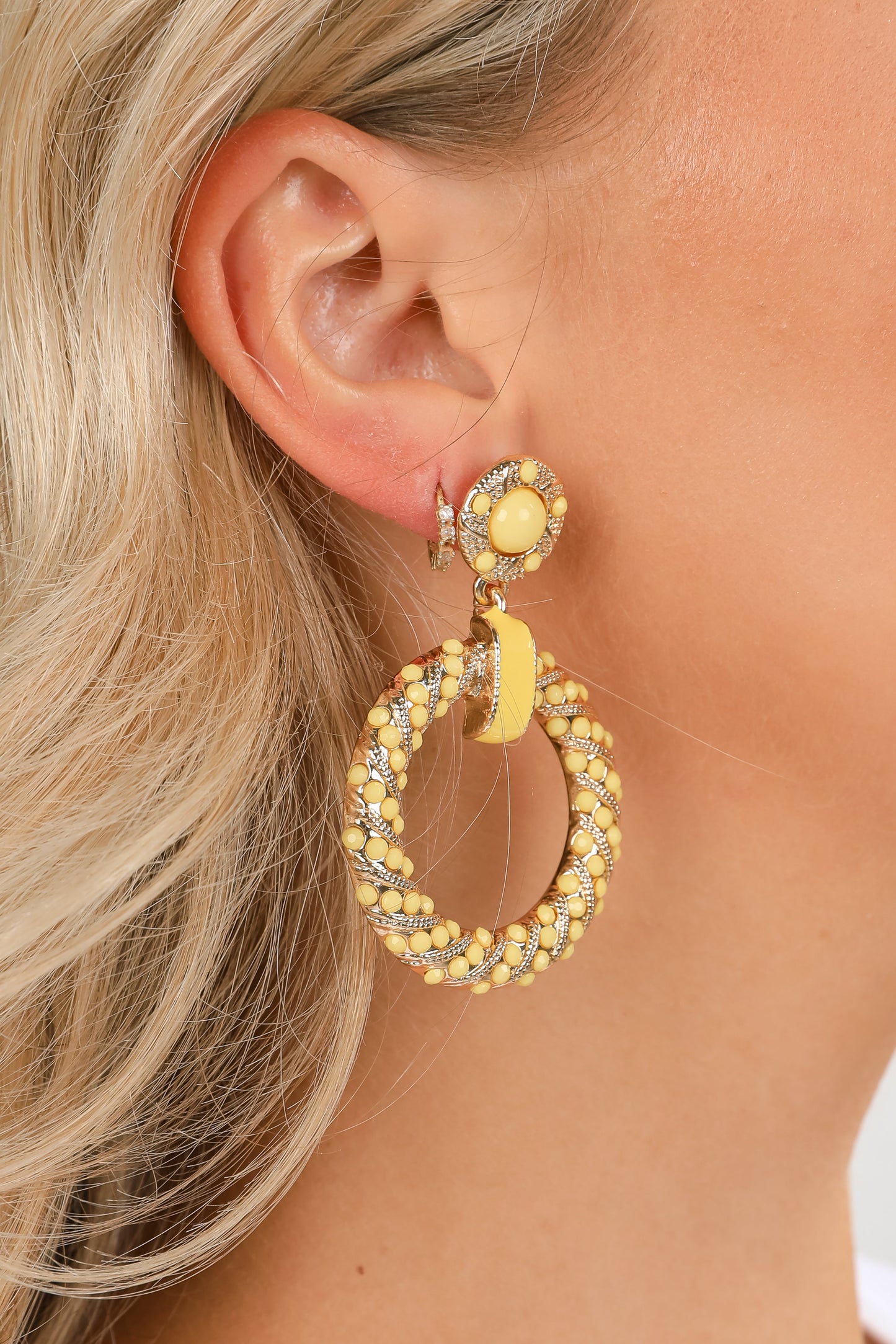 Carmen Yellow Circle Drop Earrings