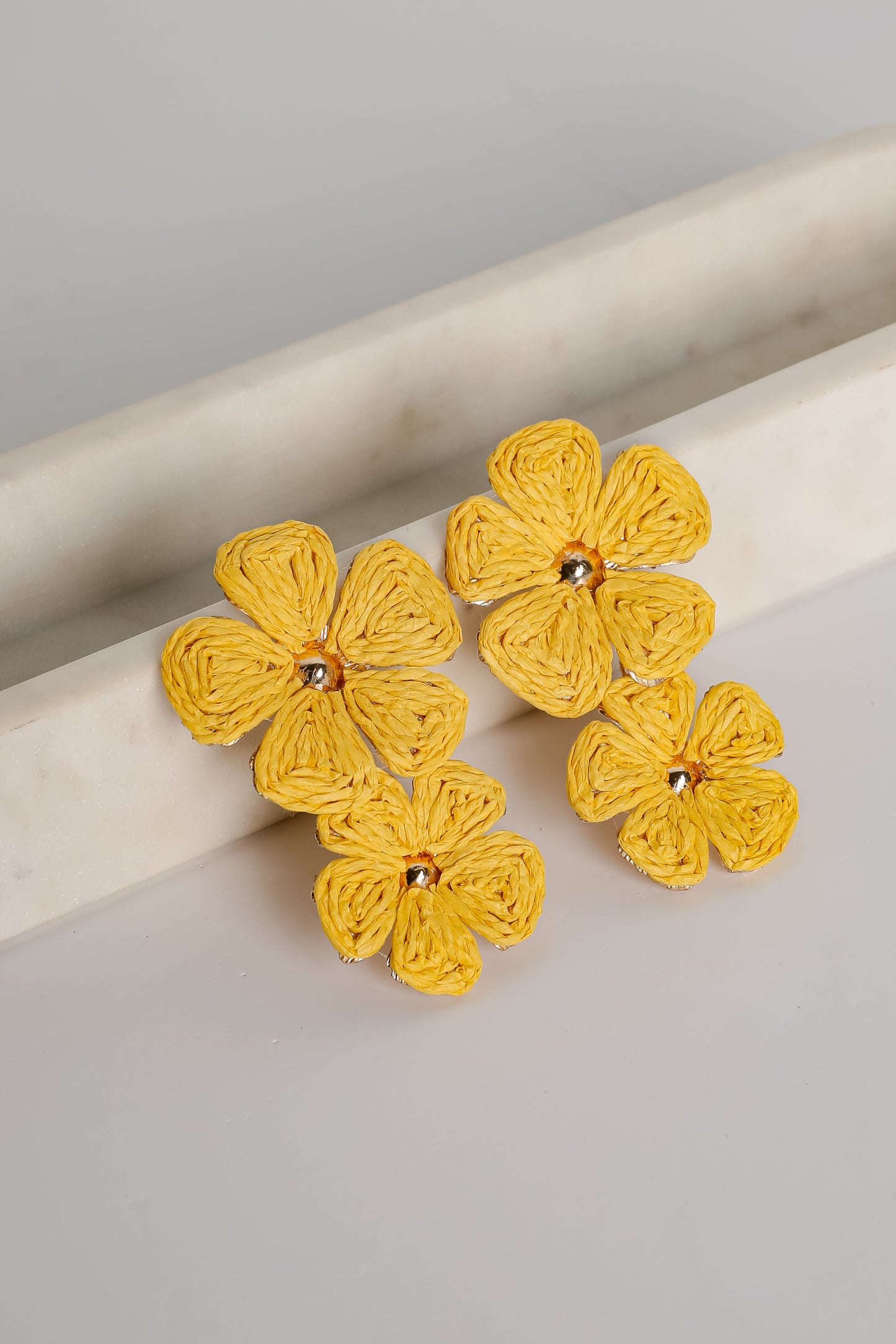 FINAL SALE - Gracie Straw Flower Drop Earrings