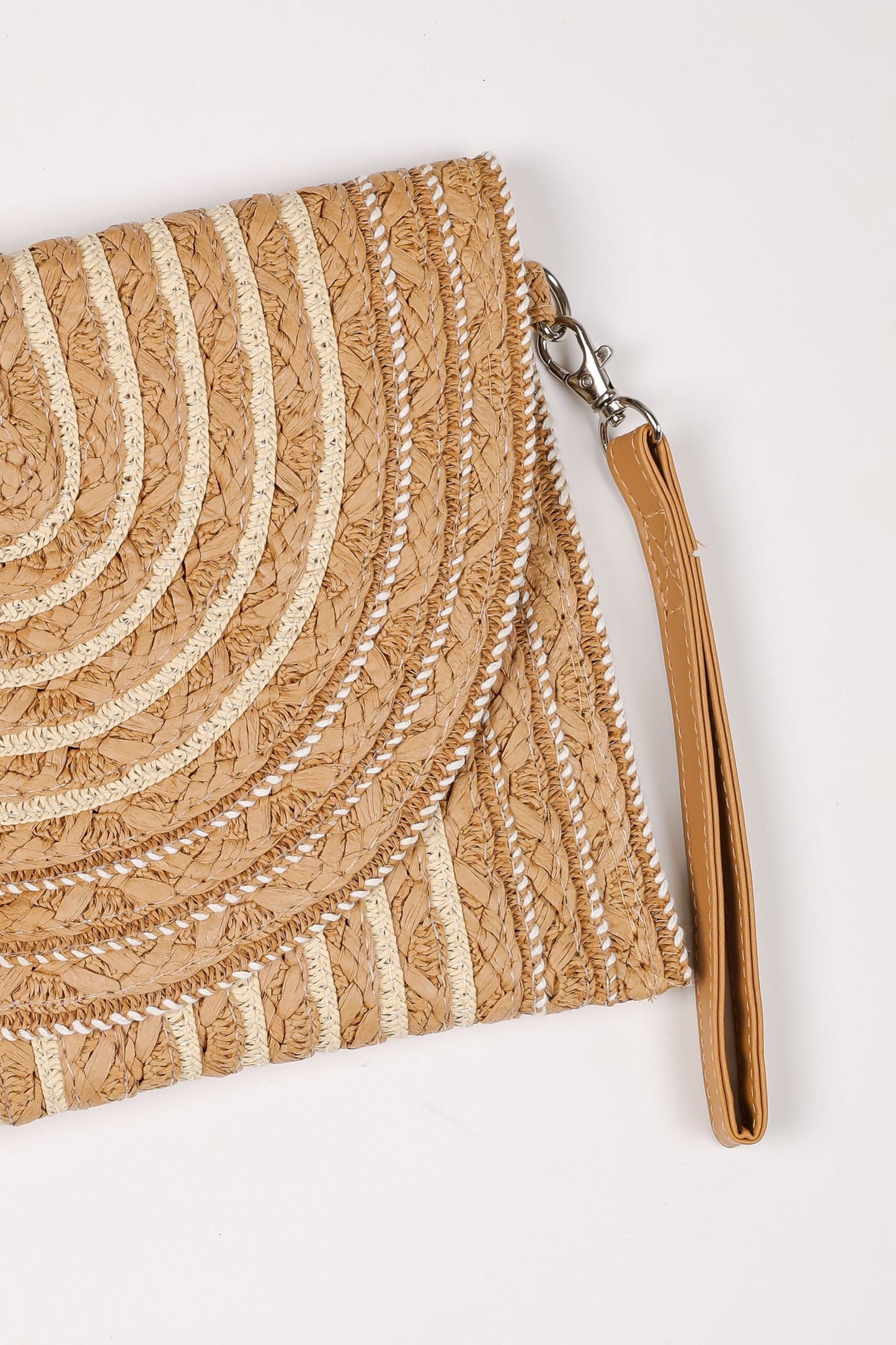 No Need To Rush Tan Straw Clutch