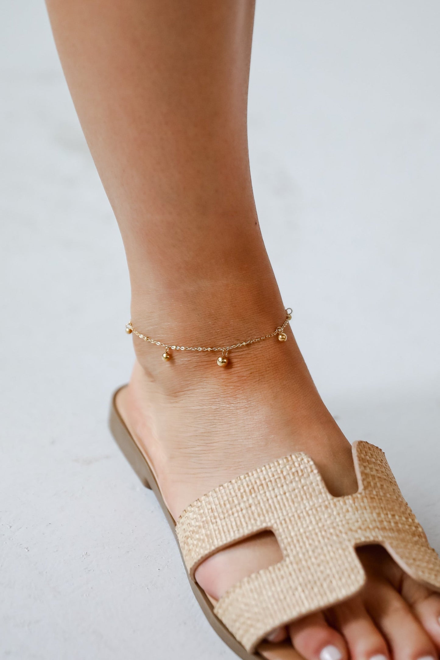 FINAL SALE - Sutton Gold Ball Charm Anklet